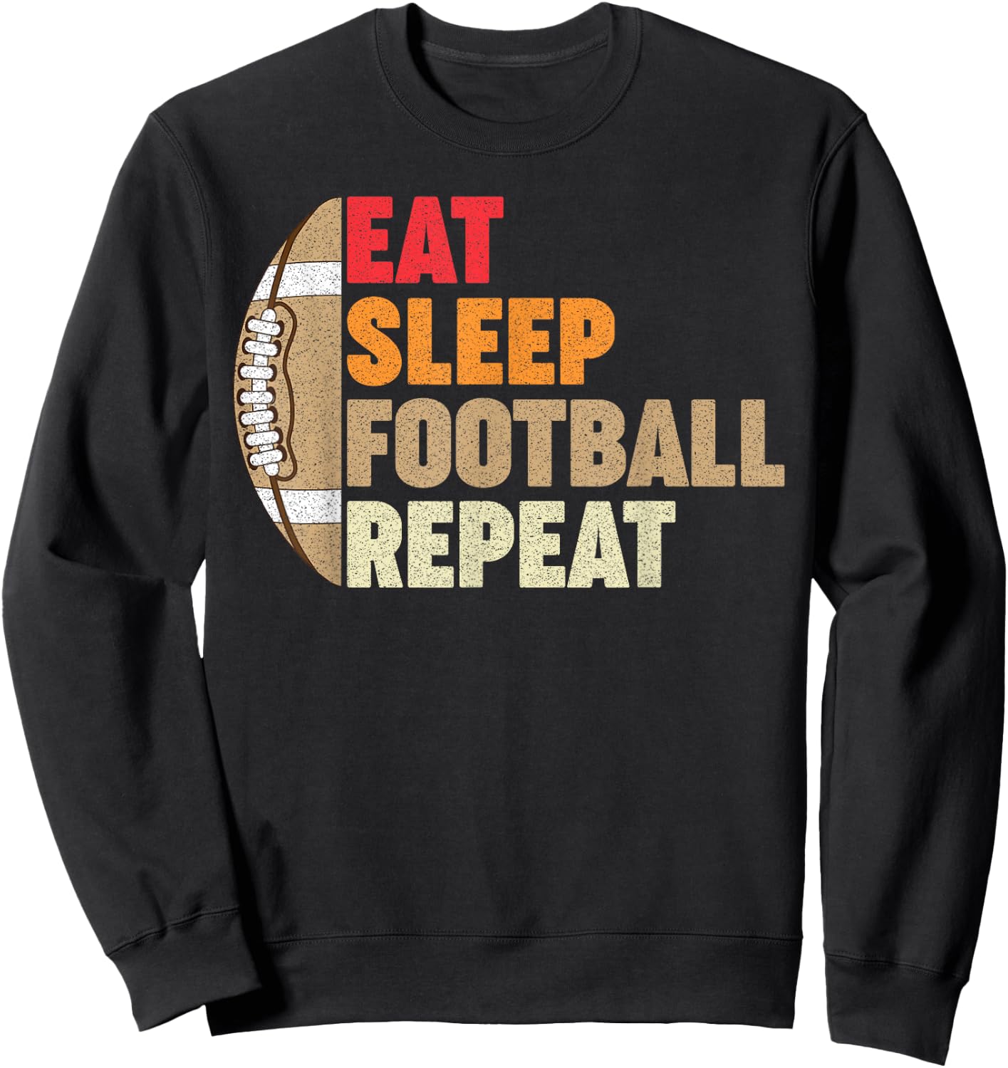 Retro Eat Sleep Football Repeat Men Women Teens Boys Girls Sweatshirt - Sweatshirt | Black