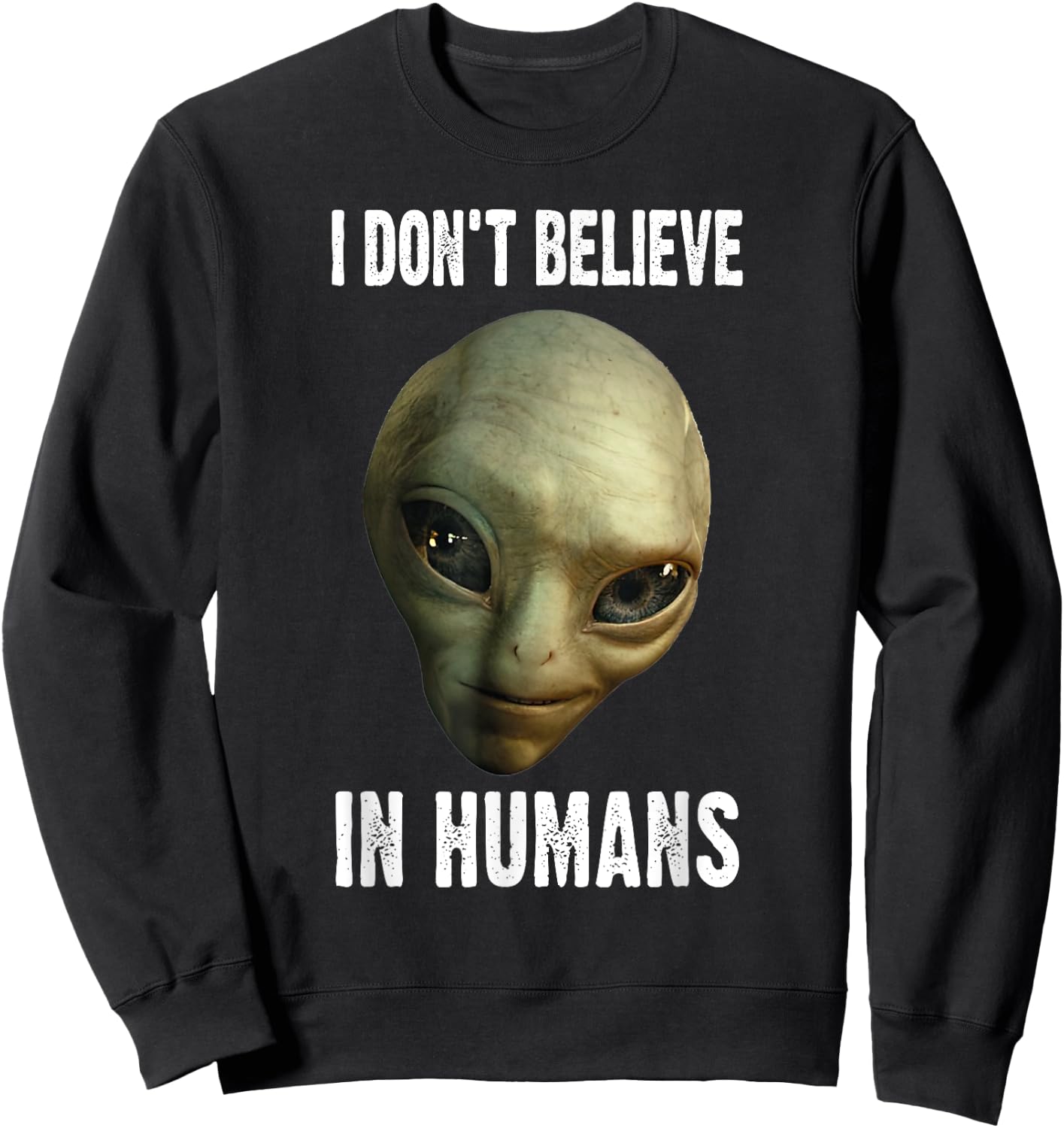 Green Turquoise Alien Face Halloween Costume Sweatshirt - Sweatshirt | Black