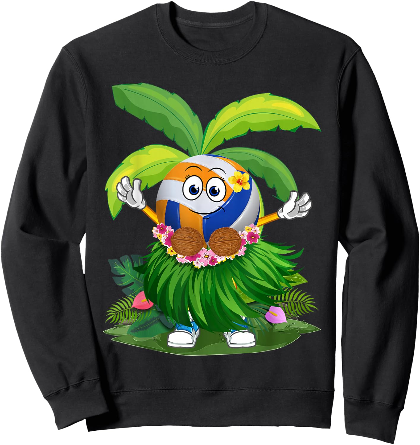 Cute Hawaiian Volleyball Ball Tropical Beach Summer Vacation Sweatshirt - Sweatshirt | Black