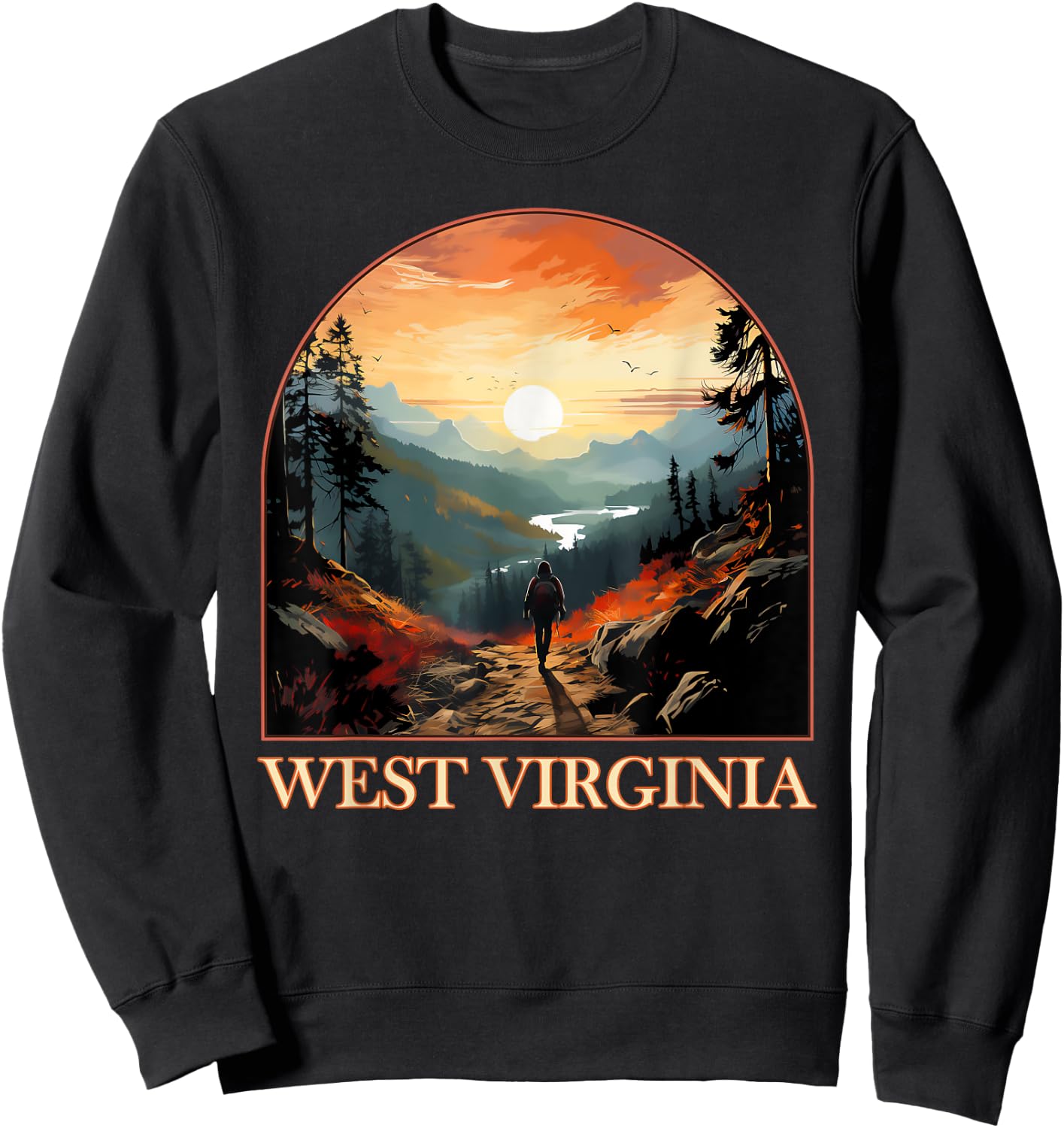 West Virginia WV Hiking Mountain State Pride Sweatshirt - Sweatshirt | Black