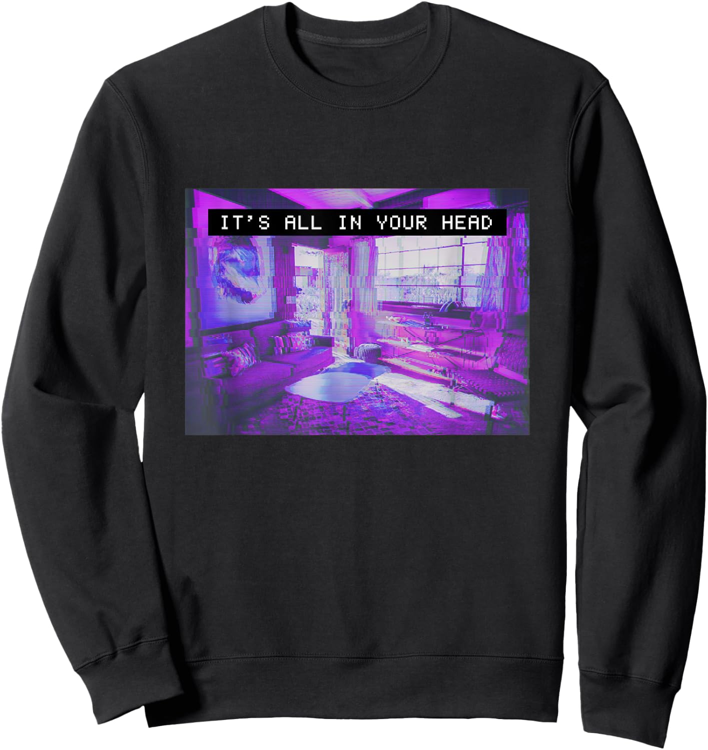 Vaporwave Aesthetic 80s Synthwave It's All in Your Mind Head Sweatshirt - Sweatshirt | Black