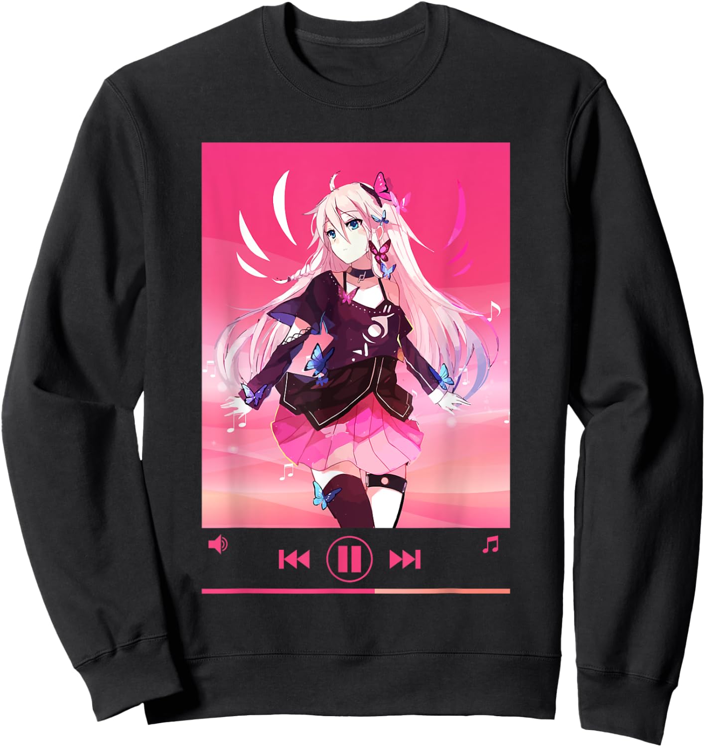 Anime Merch Anime Girl Cosplay Aesthetic Vaporwave Manga Sweatshirt - Sweatshirt | Black