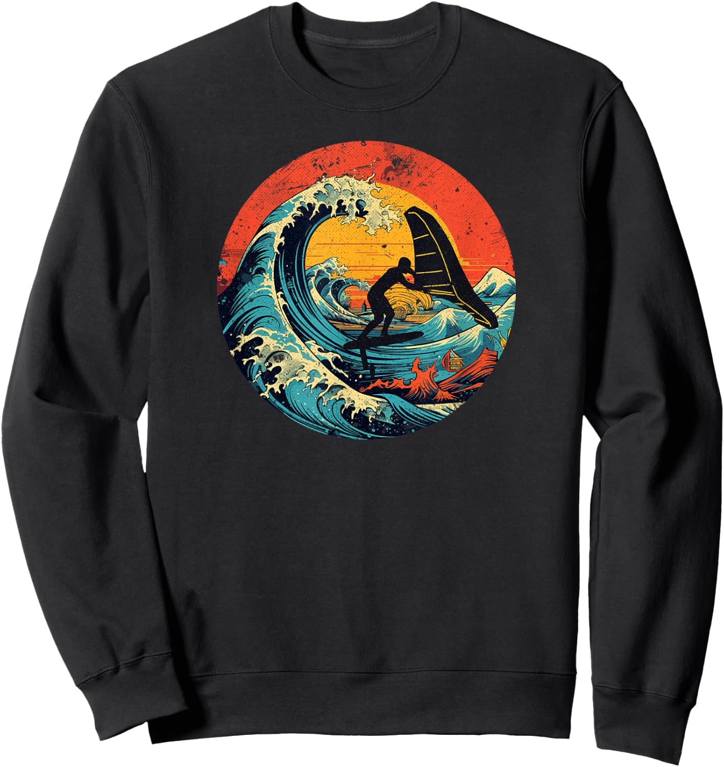 Wingfoil Surfer Wingfoiling Board Vintage Wing Foiling Sweatshirt - Sweatshirt | Black