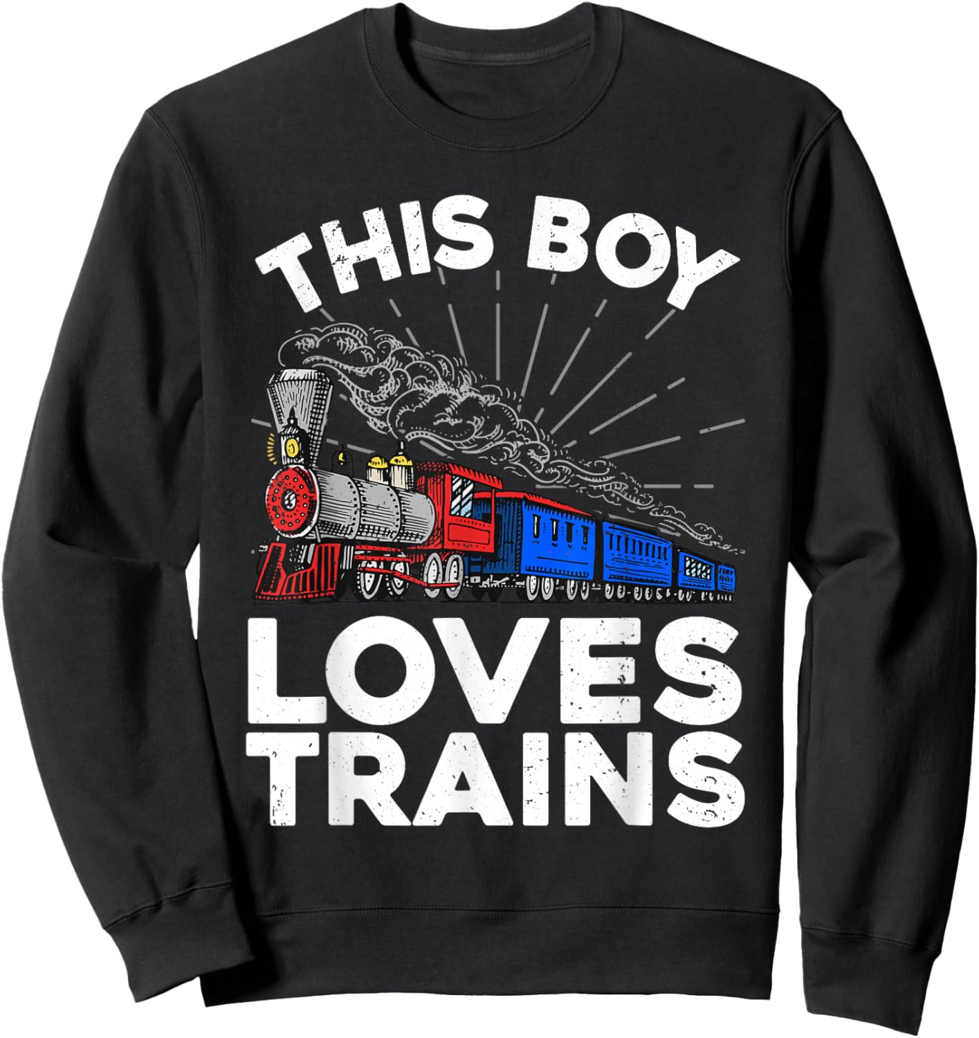 Cool Train Art For Boys Kids Toddlers Train Lovers Railroad Sweatshirt - Sweatshirt | Black