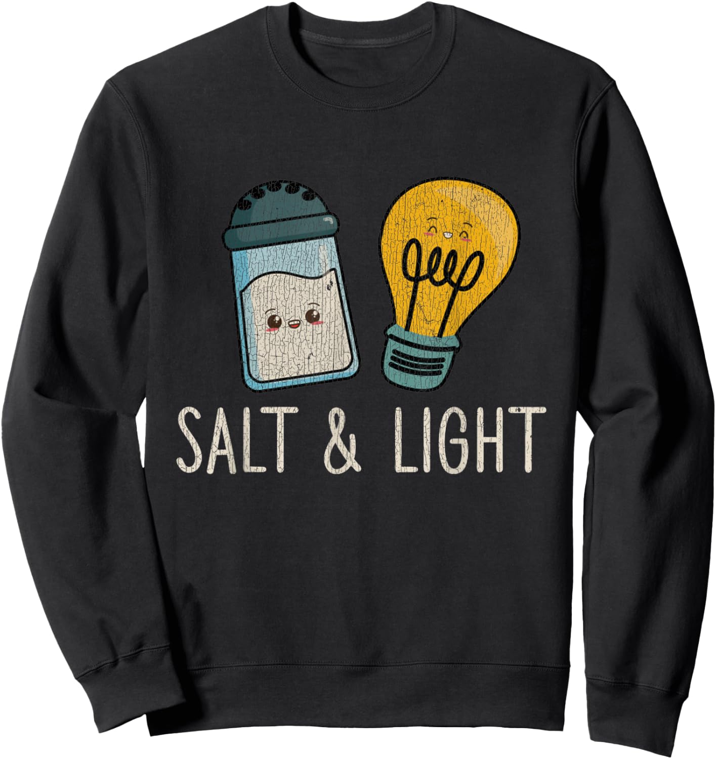 Vintage Cute Salt Light Bible Verse Matthew Proud Christian Sweatshirt - Sweatshirt | Black