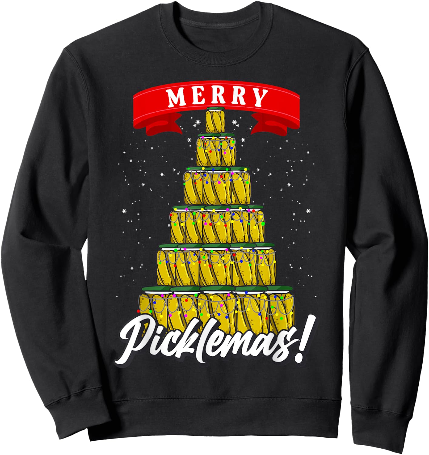Pickle Gifts Men Women Fermentation Ugly Christmas Pickle Sweatshirt - Sweatshirt | Black