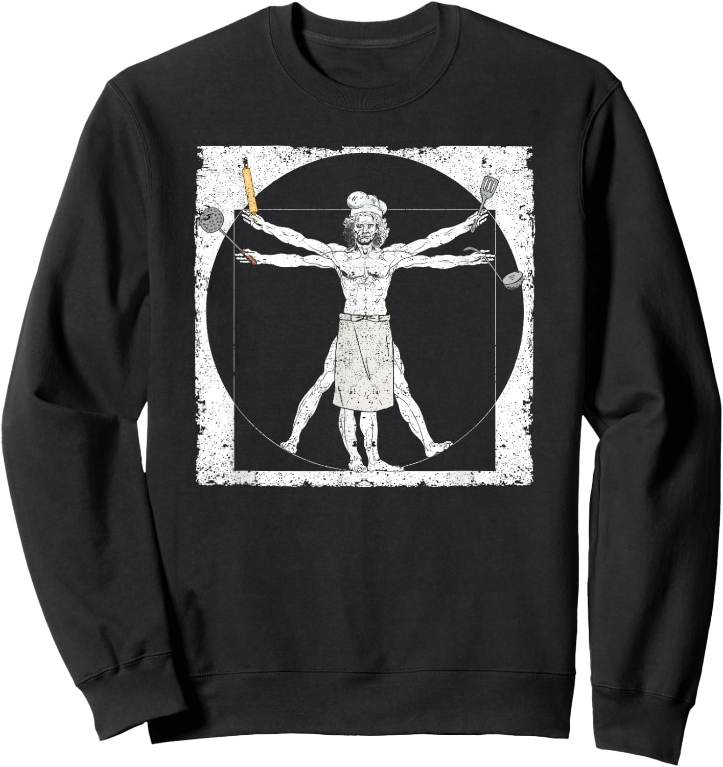 Chef Vitruvian Da Vinci Funny Cooking Chief Cook Culinary Sweatshirt - Sweatshirt | Black