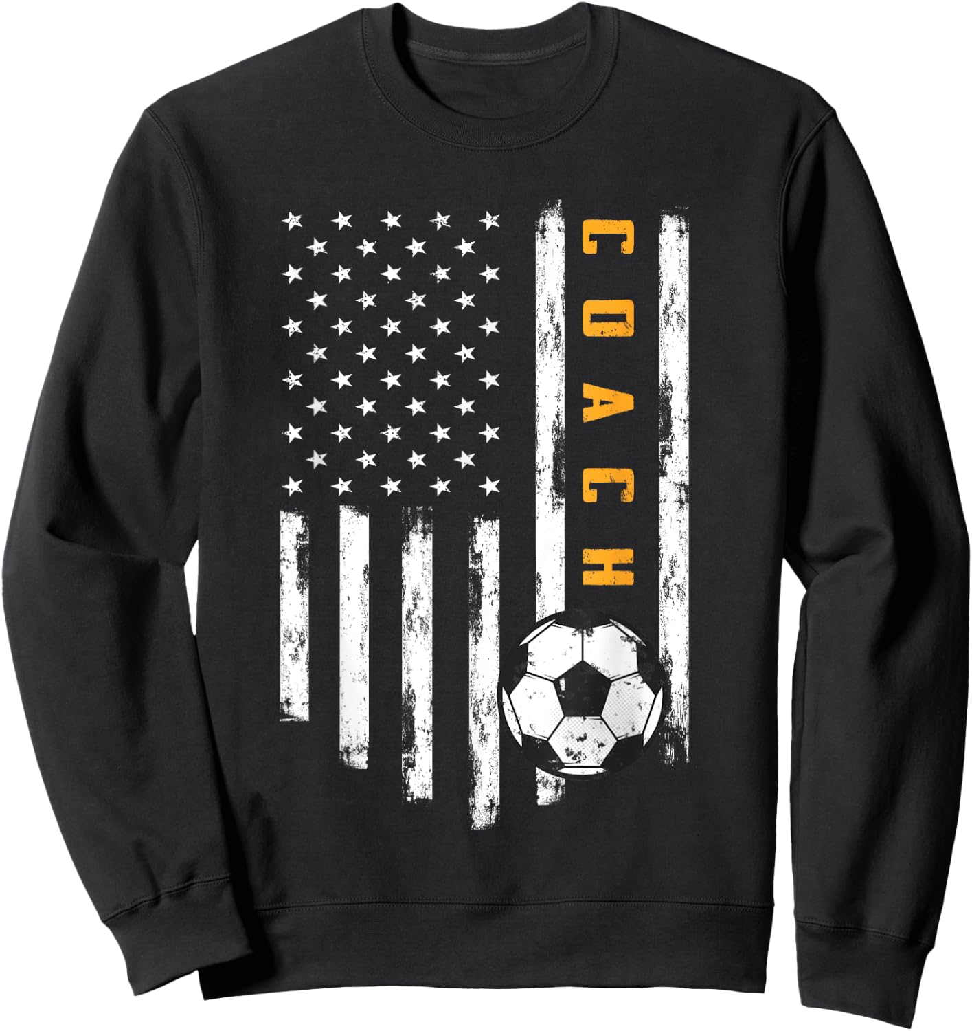 Soccer Coach American Flag Design Funny Trainer Coaching Sweatshirt - Sweatshirt | Black