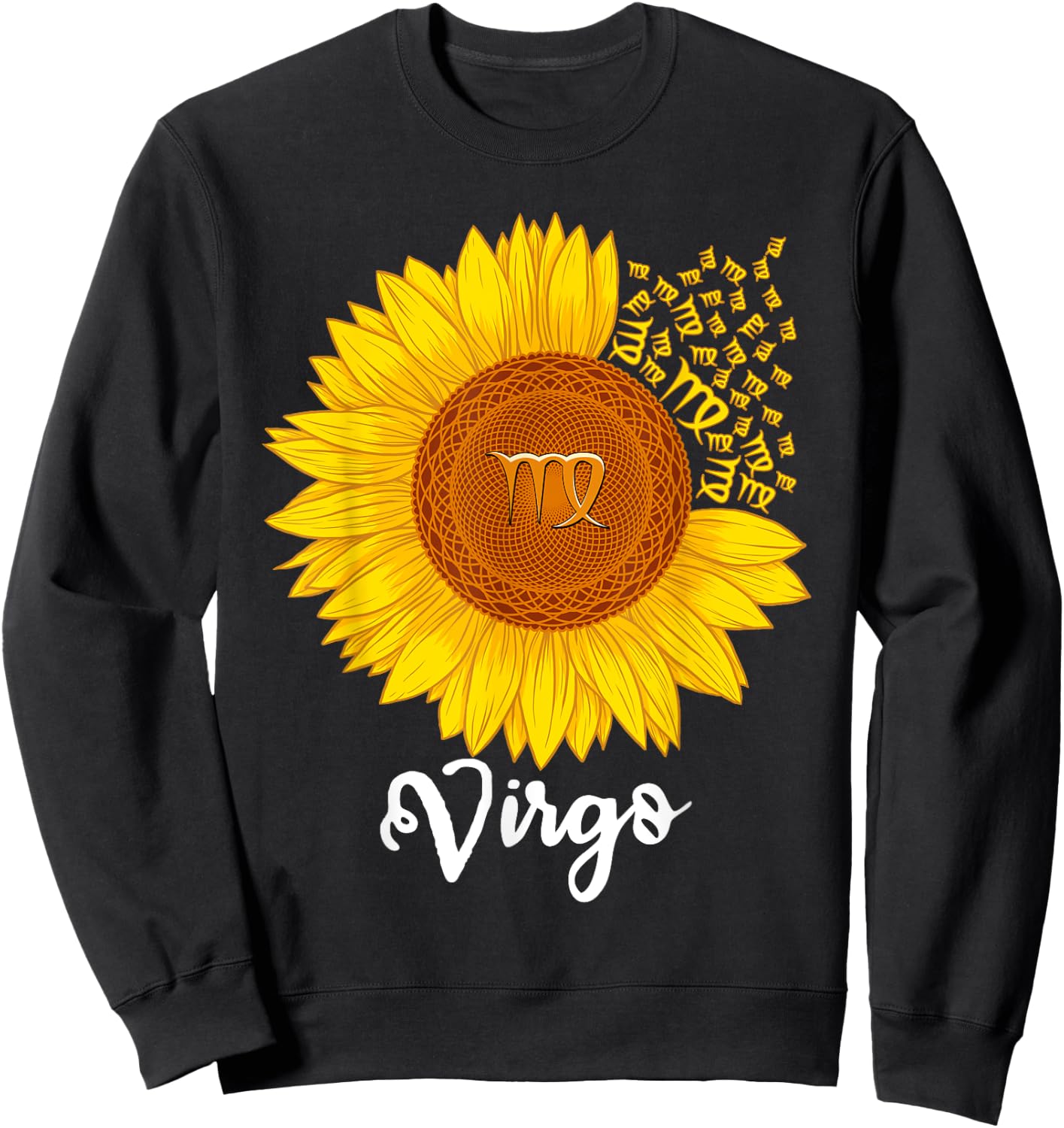 Virgo Sunflower Zodiac Sign Floral Astrology Women Sweatshirt - Sweatshirt | Black