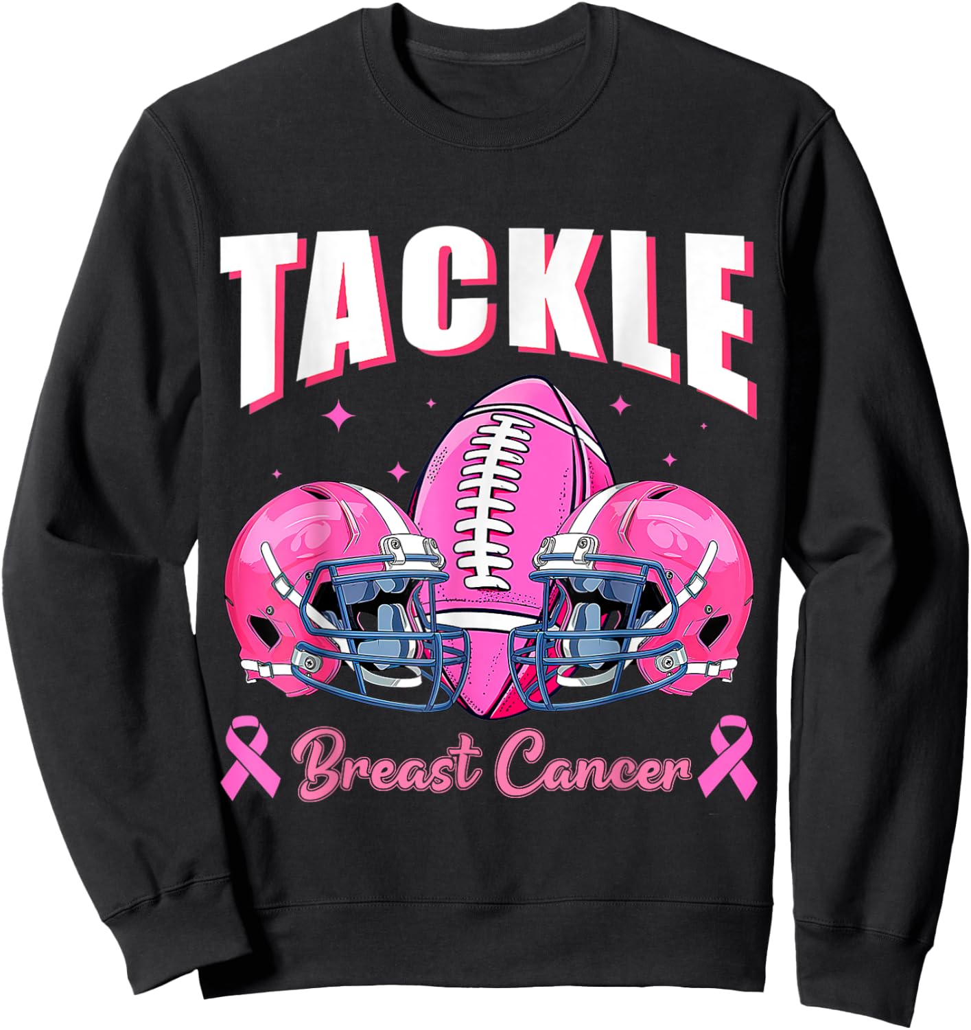 Tackle Breast Cancer Awareness Football Pink Ribbon Boys Kid Sweatshirt - Sweatshirt | Black