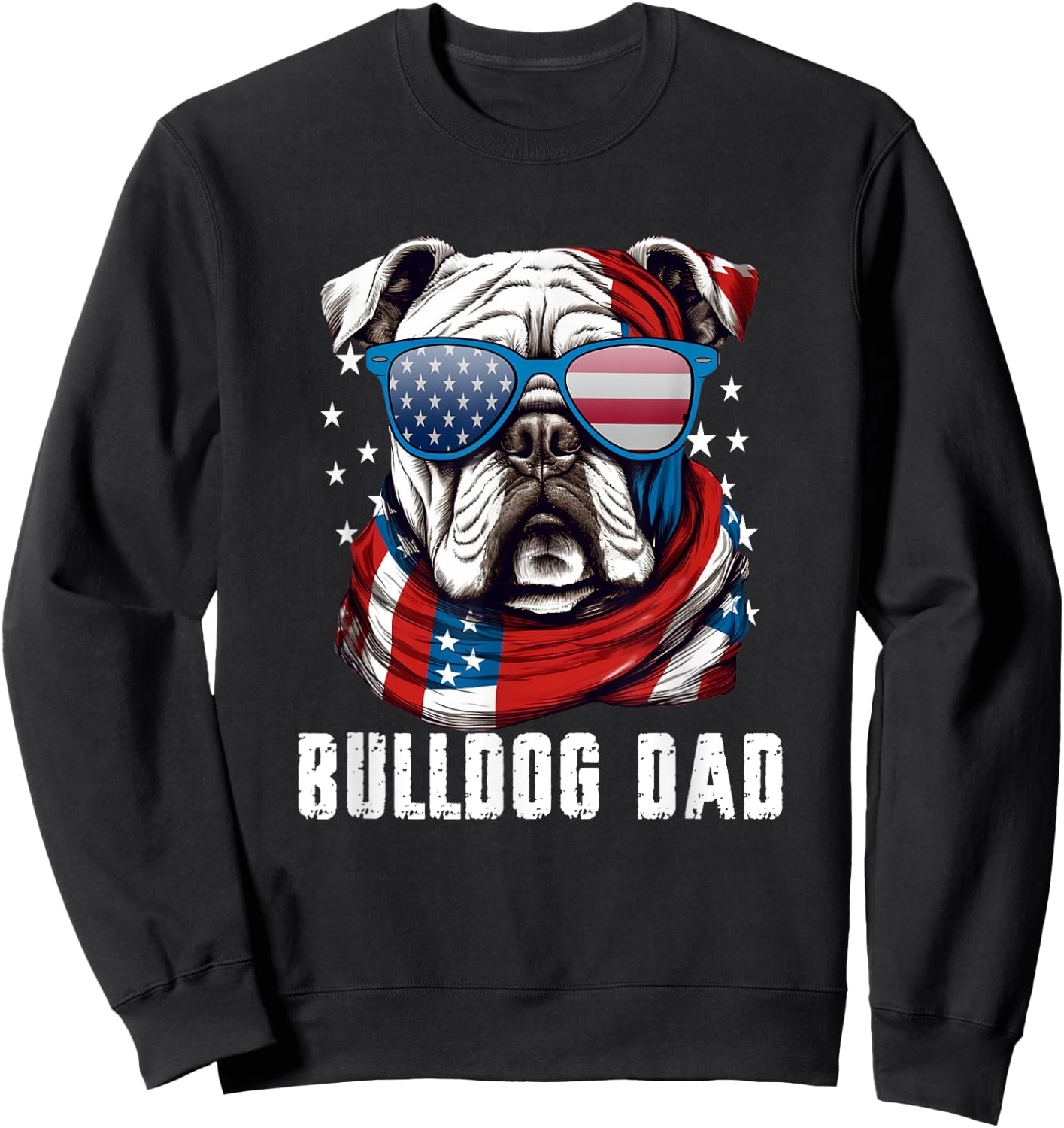 American Bulldog Dad USA Flag 4th of July Dog Father Sweatshirt - Sweatshirt | Black