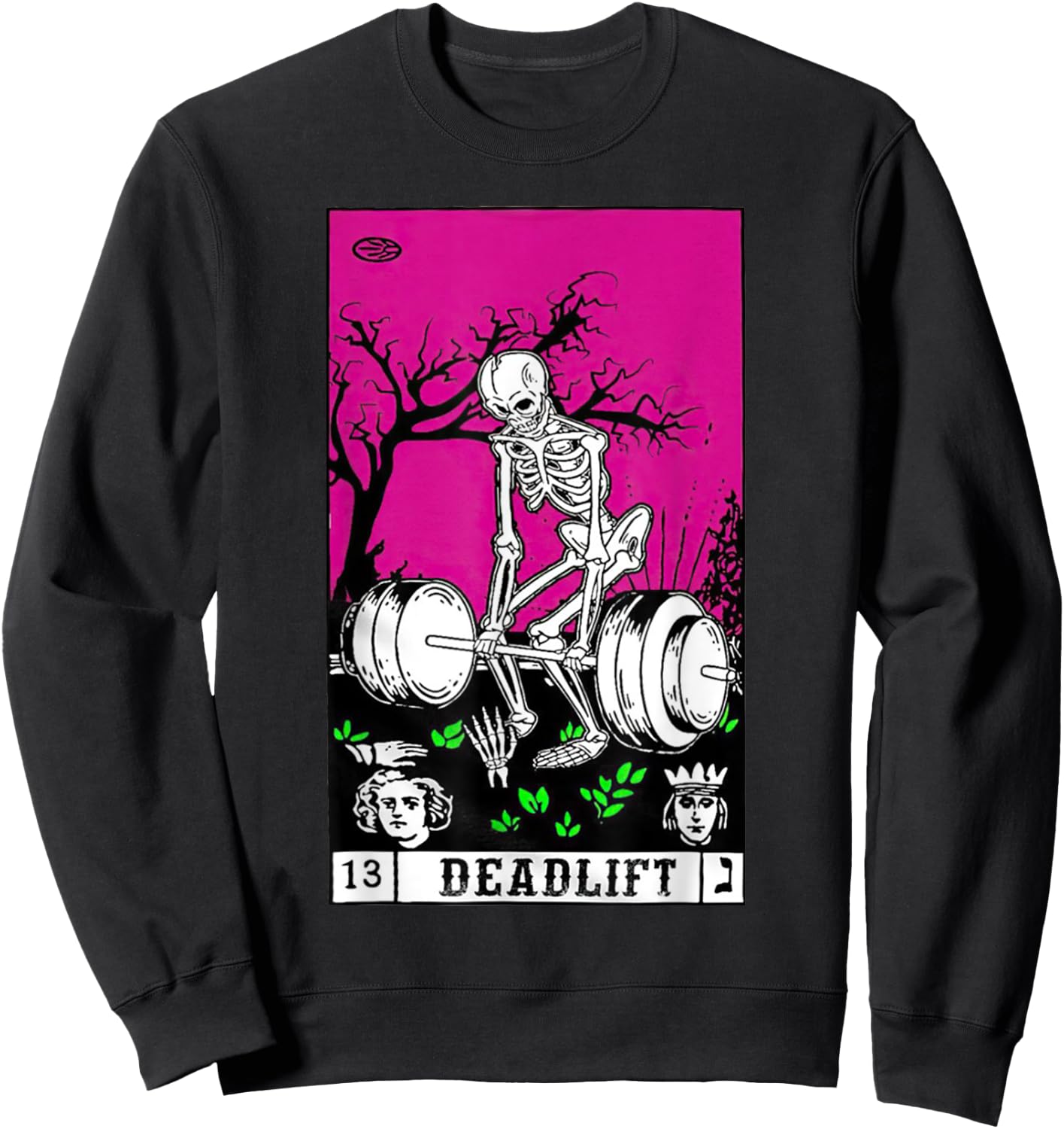 Tarot Card Funny Gym Deadlifts Workout Occult Reading Reader Sweatshirt - Sweatshirt | Black