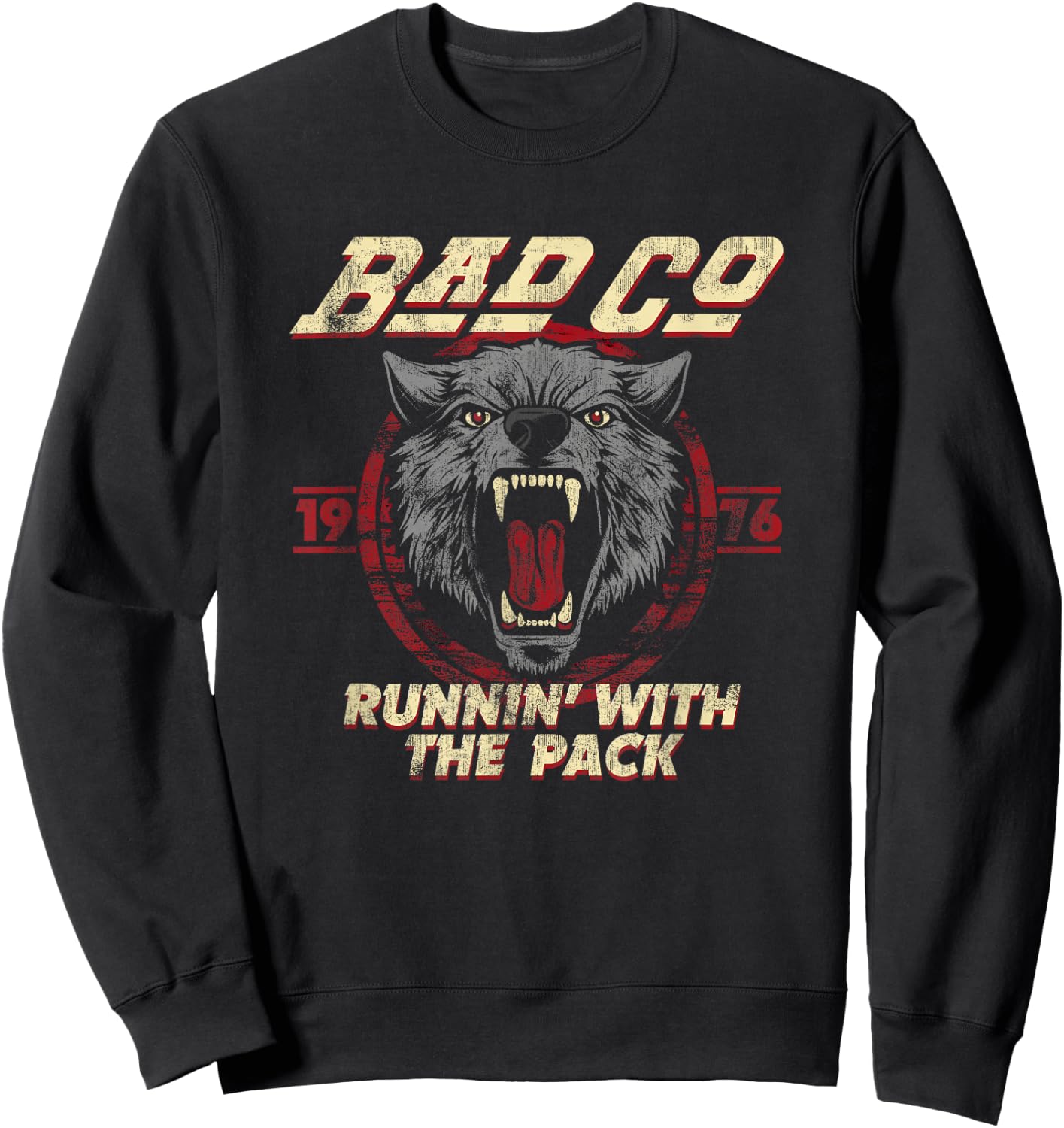 Bad Company Runnin' With the Pack Wolf Head 1976 Sweatshirt - Sweatshirt | Black