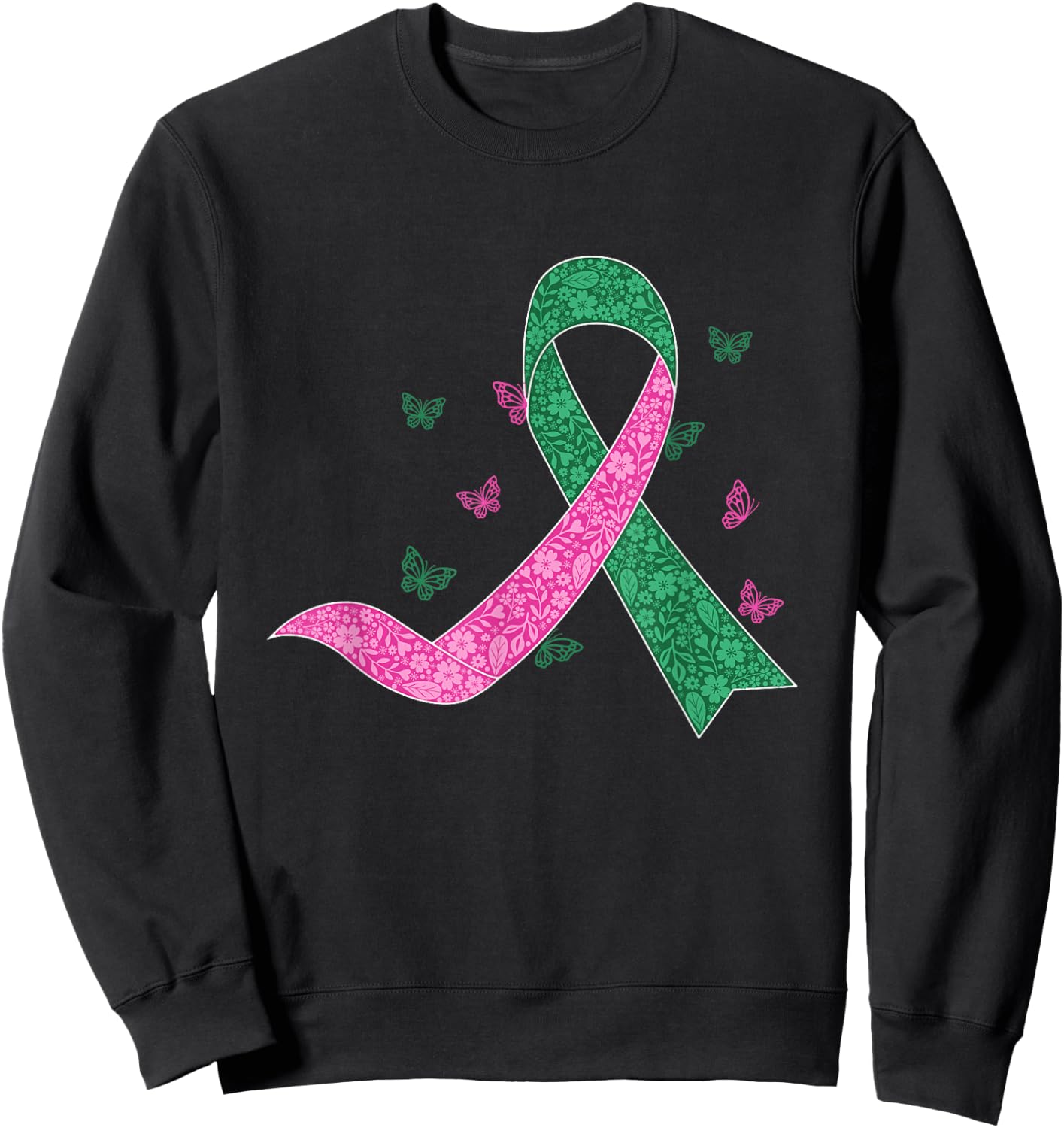 Liver and Breast Cancer October Cancer Awareness Support Sweatshirt - Sweatshirt | Black