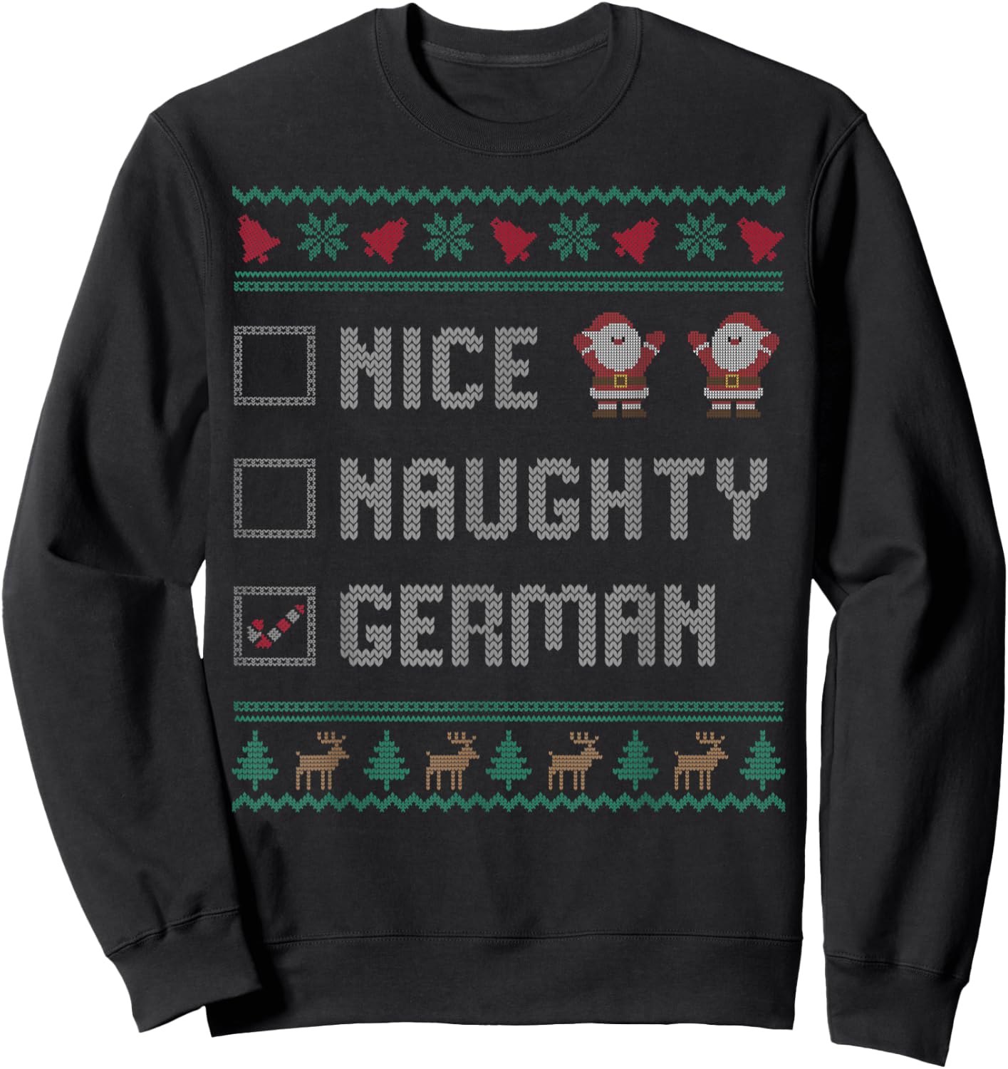 Nice Naughty German Christmas Pajama Matching Sweatshirt - Sweatshirt | Black