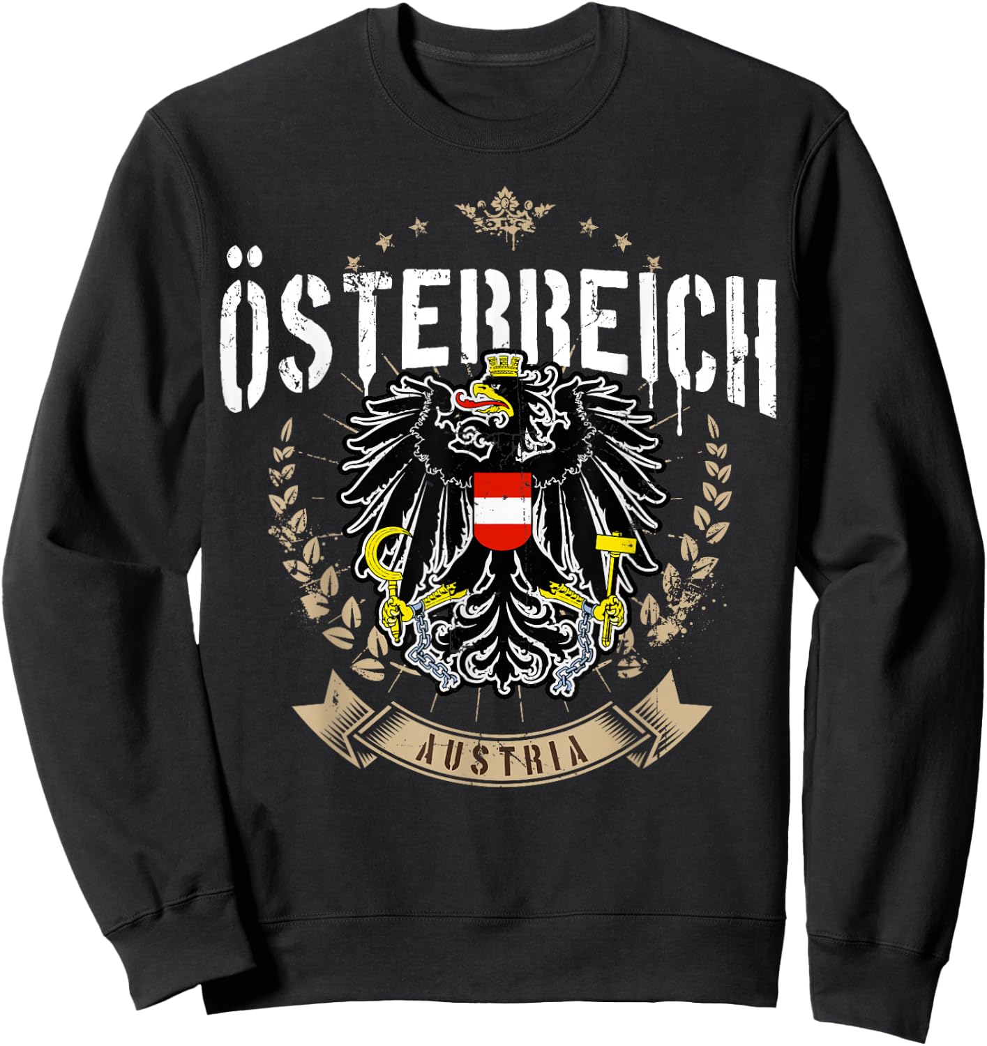 Austria Retro Eagle Coat of Arms Austria Men Women Children Sweatshirt - Sweatshirt | Black