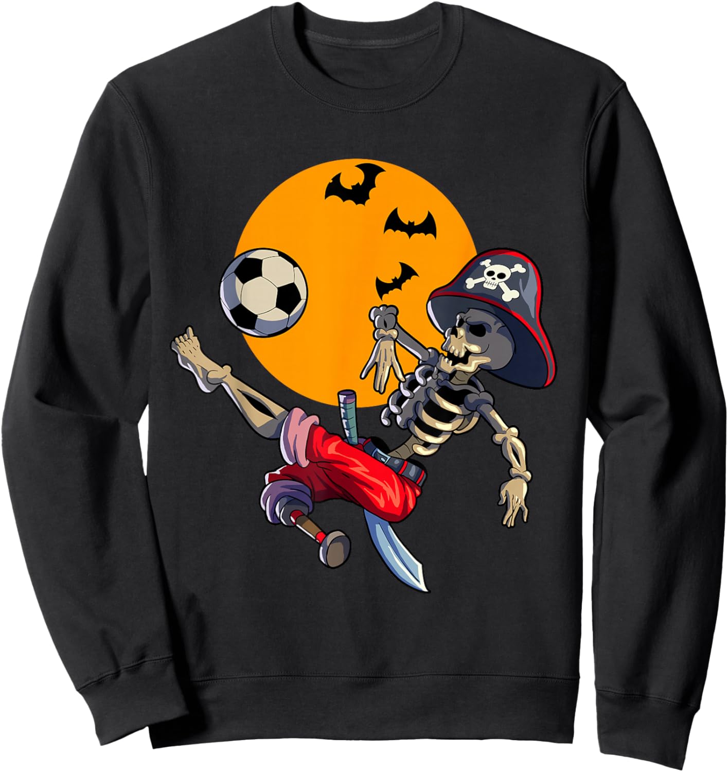 Soccer Skeleton Halloween Boys Soccer Pirate Halloween Sweatshirt - Sweatshirt | Black