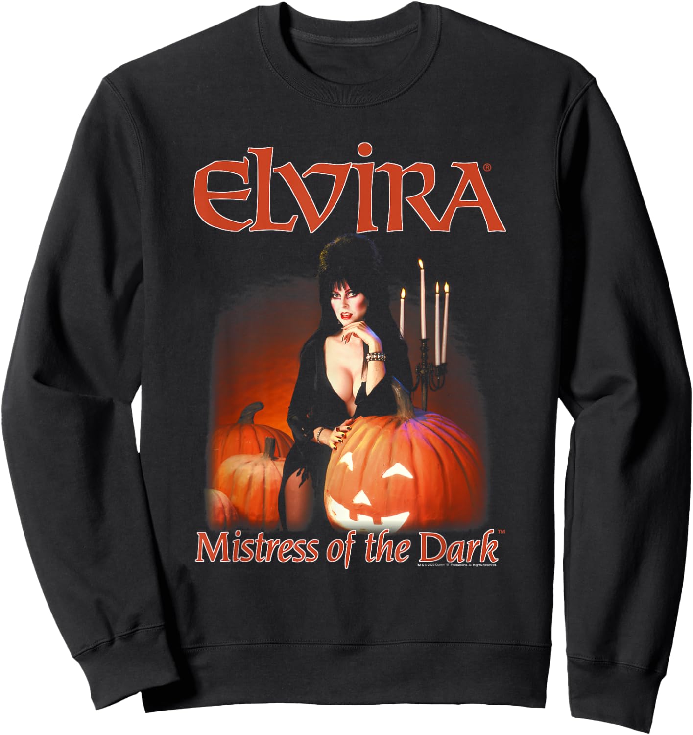 Elvira, Mistress of The Dark Pumpkin Halloween Horror Sweatshirt - Sweatshirt | Black