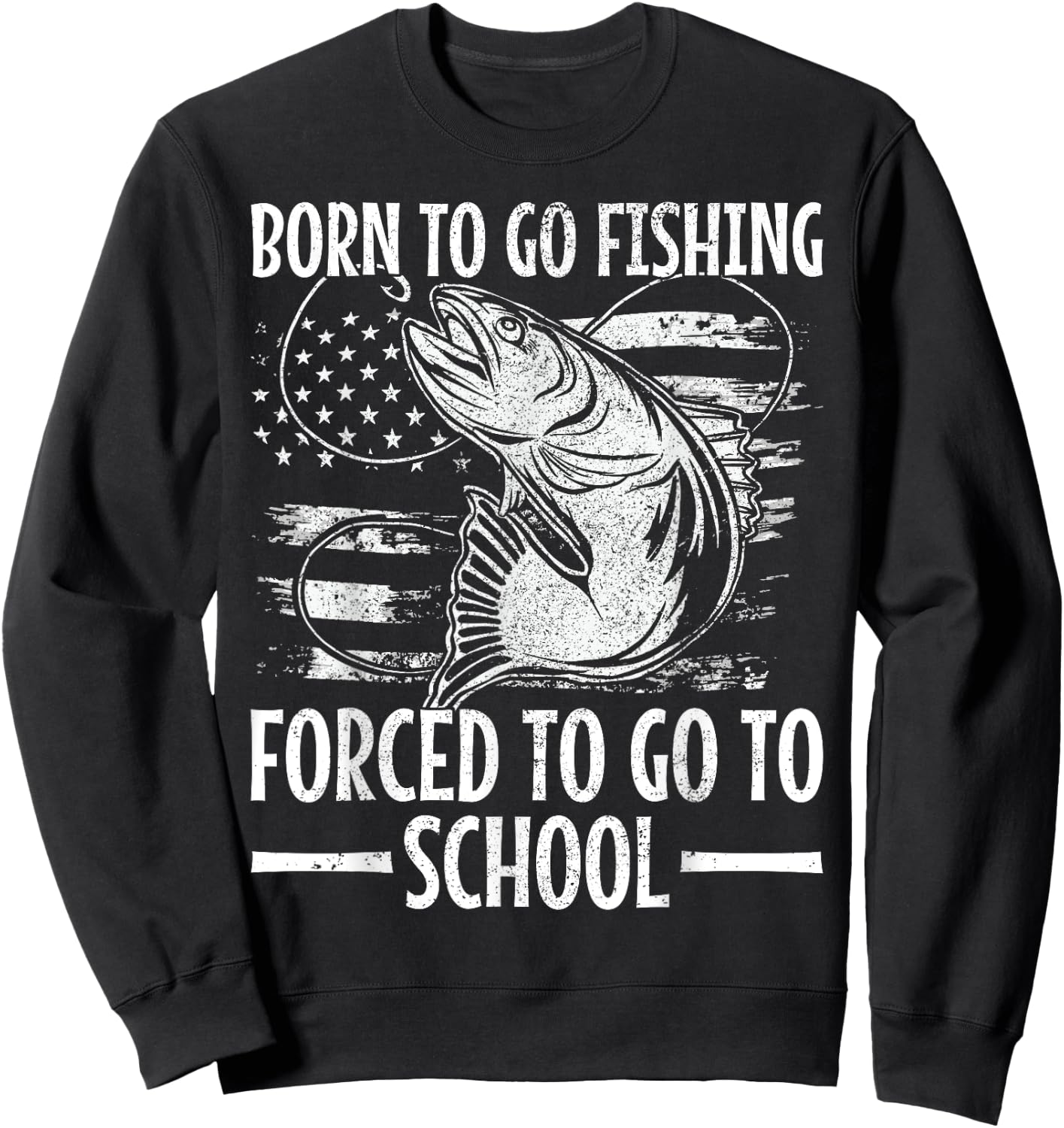 Born to Go Fishing Bass Fish Fisherman Boy Kid Funny Fishing Sweatshirt - Sweatshirt | Black