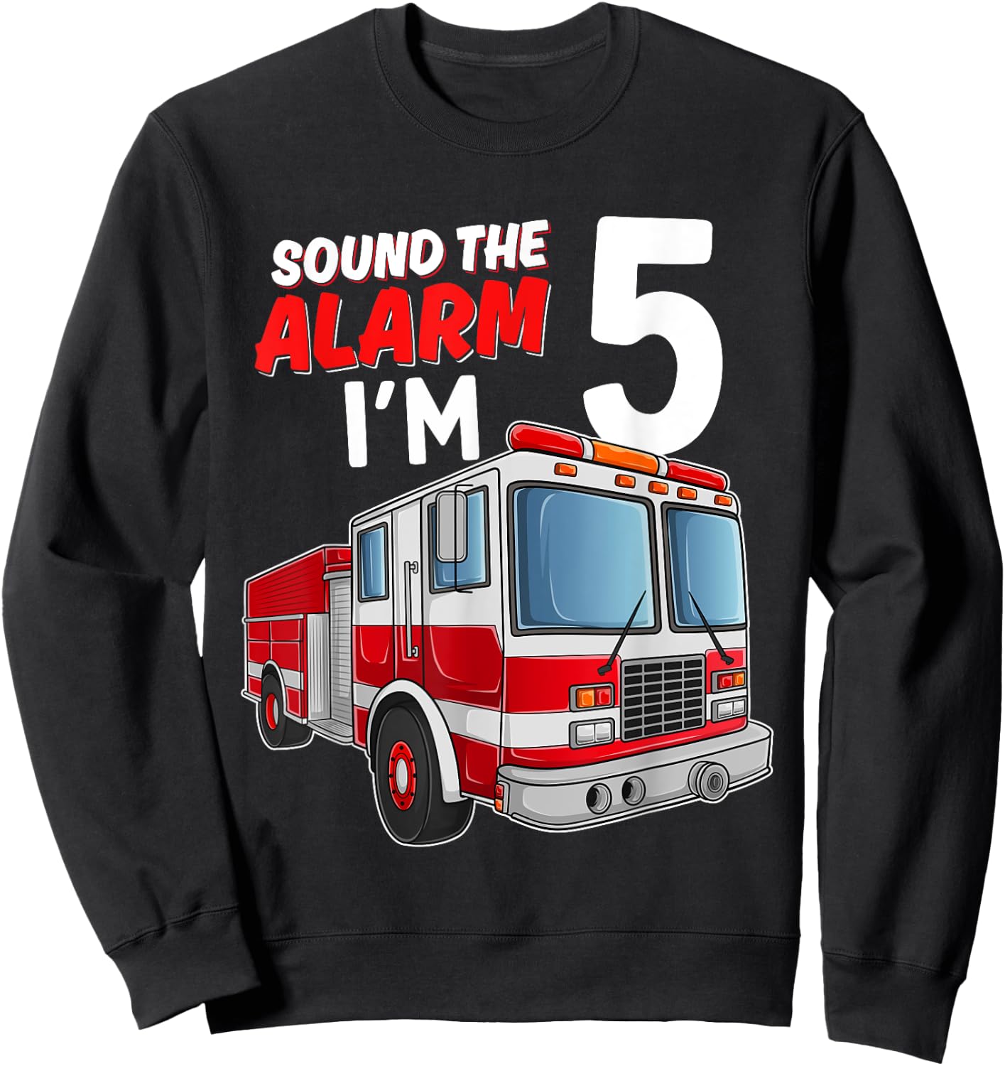 Kids Fire Truck 5th Birthday 5 Years Old Boys Girls Kids Sweatshirt - Sweatshirt | Black