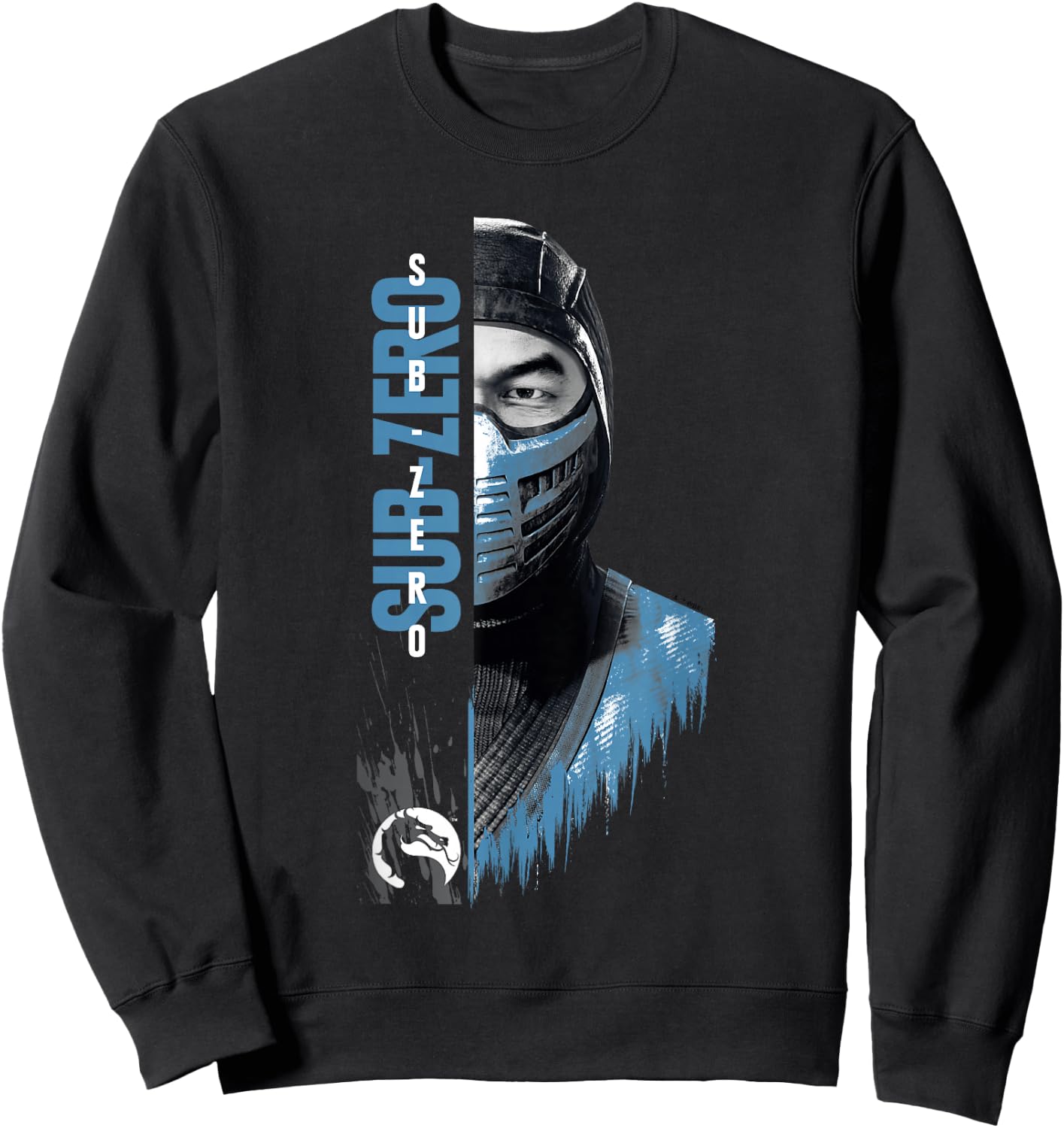 Mortal Kombat Klassic Sub-Zero Split Face Bust Portrait Sweatshirt - Sweatshirt | Black