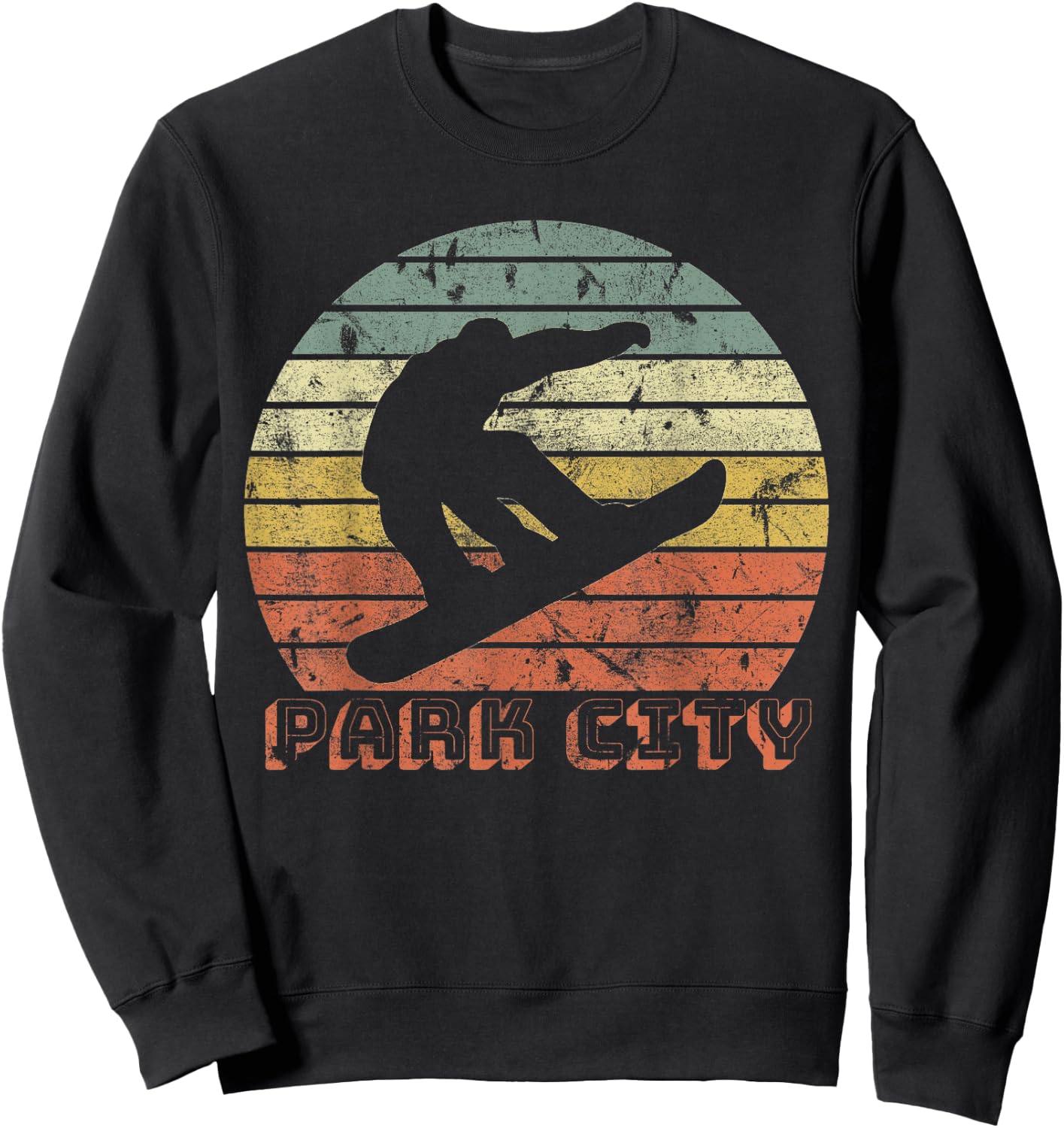 Park City Utah Snowboard Retro Sunset Vintage Sweatshirt - Sweatshirt | Black
