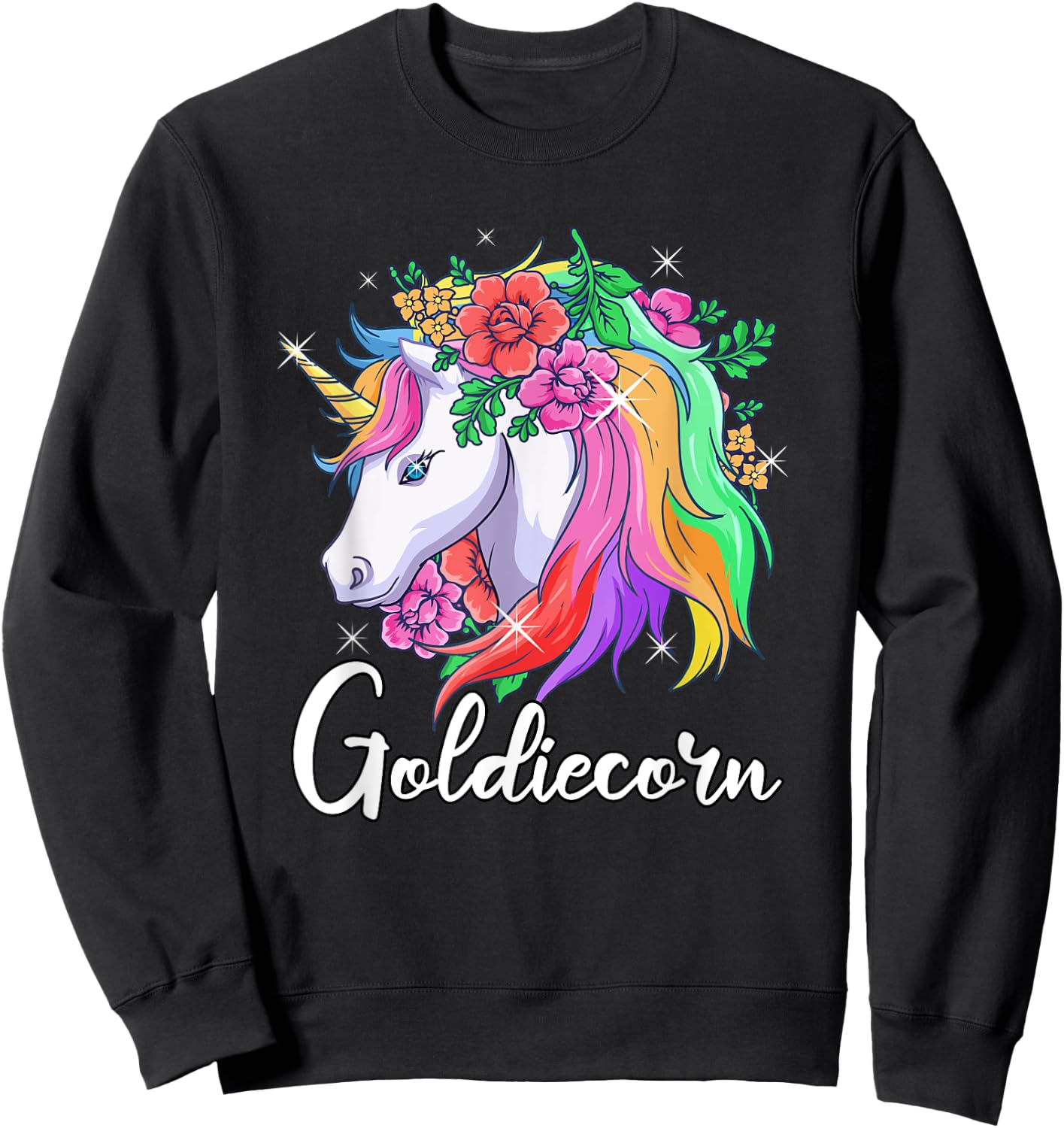 Cute Goldiecorn Personalized Name Unicorn Goldie Sweatshirt - Sweatshirt | Black