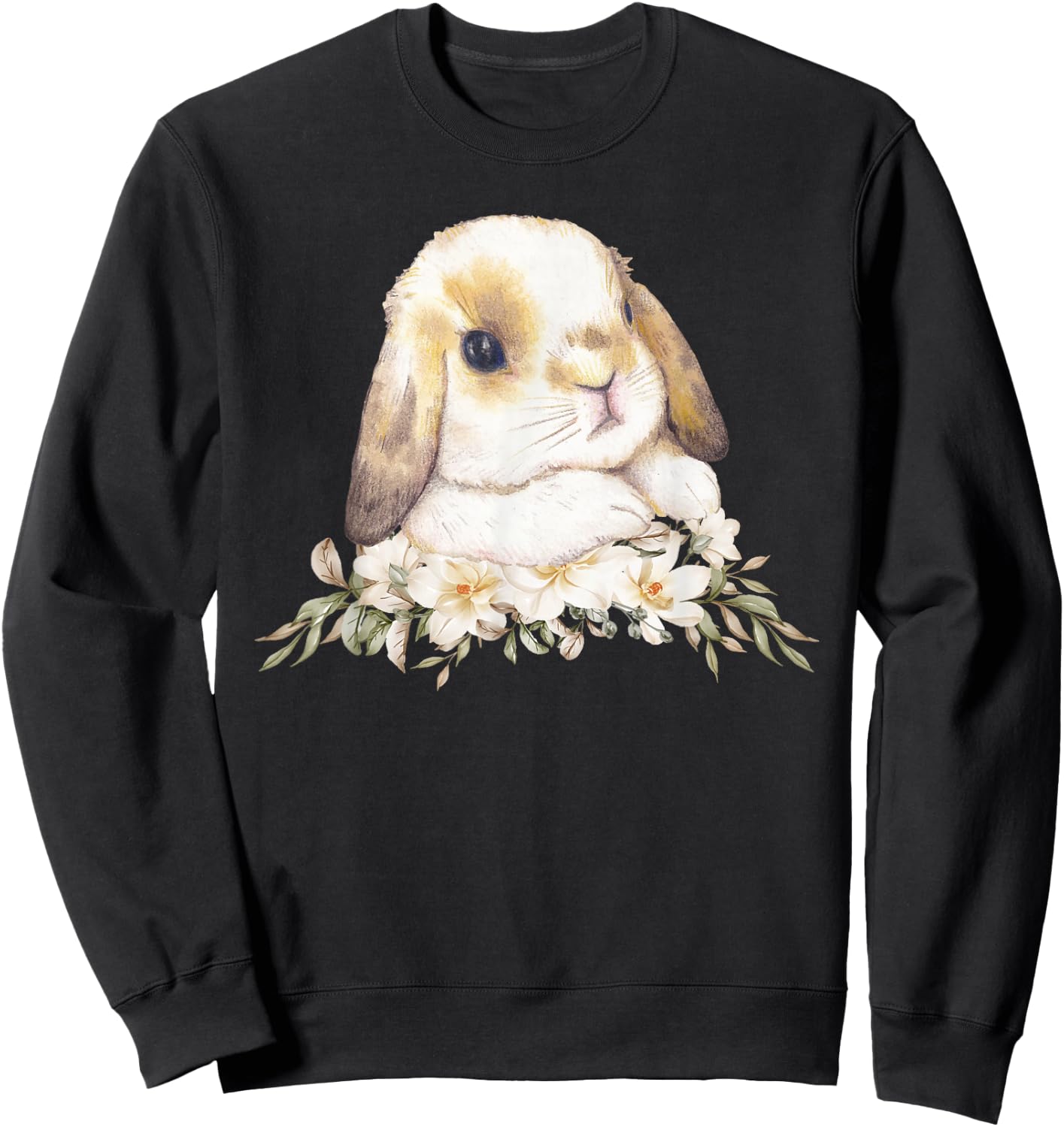 Adorable Rabbit Face Cute Bunny Holland Lop Lover Sweatshirt - Sweatshirt | Black