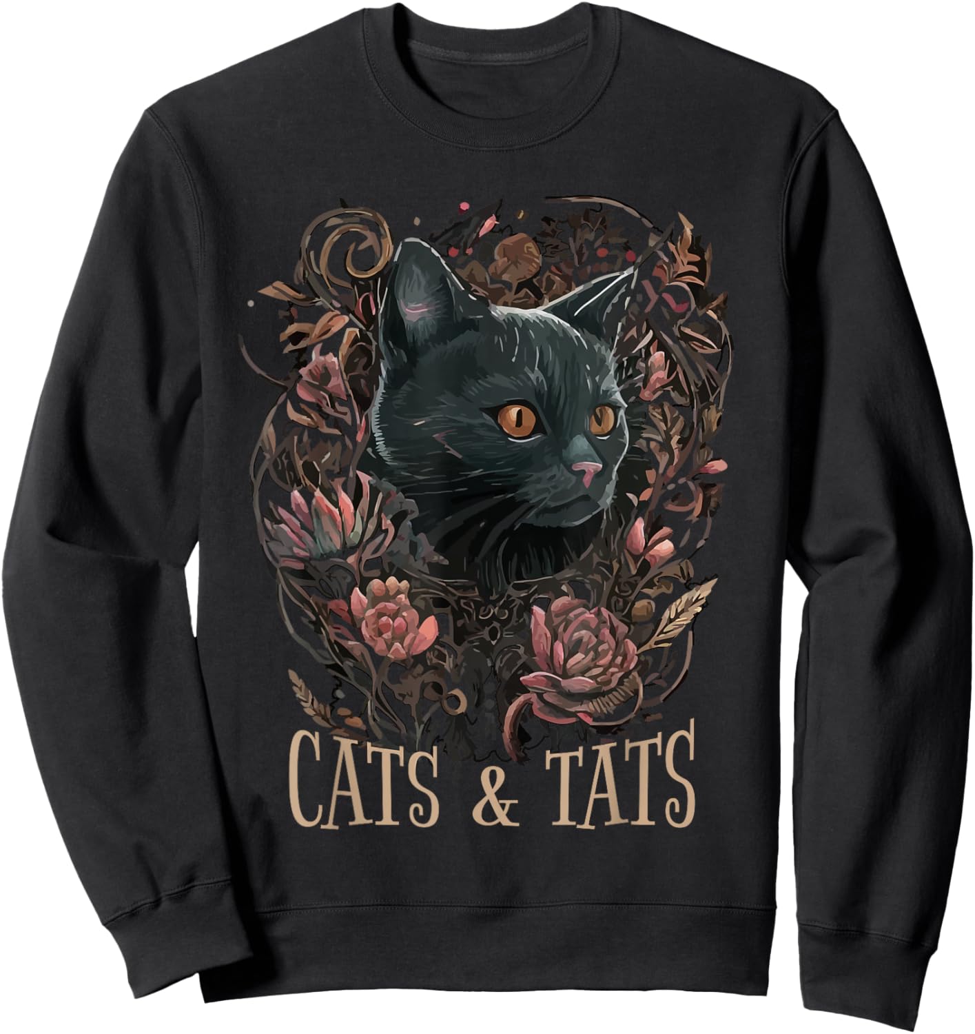 Cats And Tats Tattoo Artist & Cat Lover | Pet Owner Funny Sweatshirt - Sweatshirt | Black