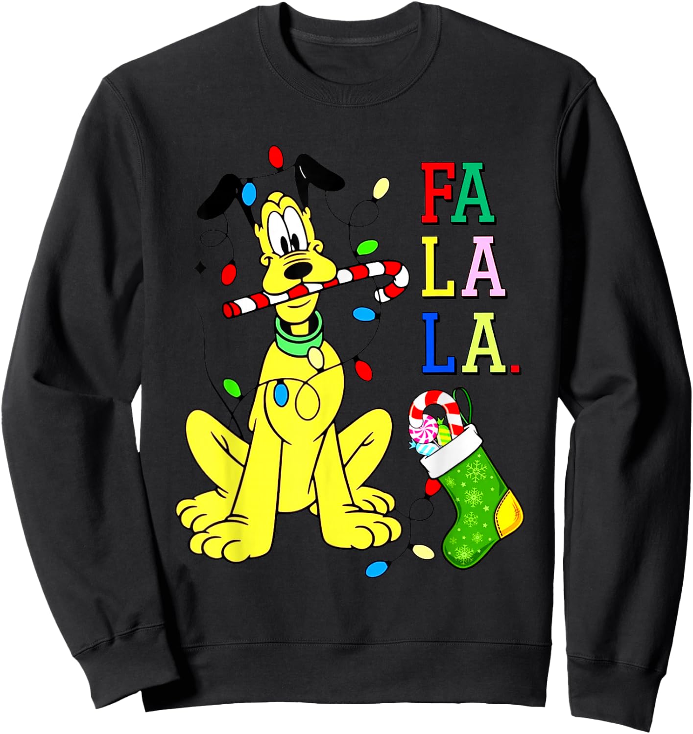 Pluto Christmas Shirt Cute Pluto La Fa Fa Sweatshirt - Sweatshirt | Black