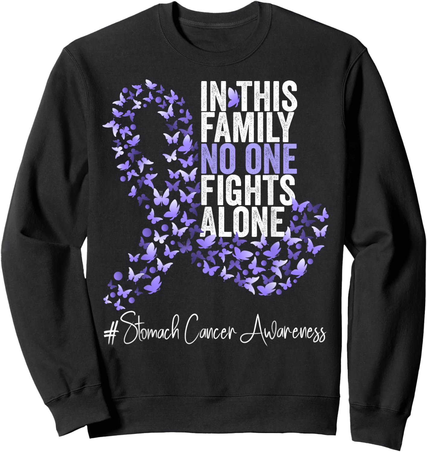 Stomach Cancer Awareness Month Periwinkle Ribbon Sweatshirt - Sweatshirt | Black