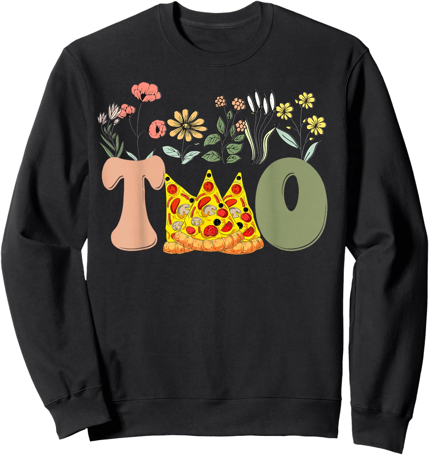 Second Birthday Pizza Theme 2nd Birthday Pizza Lover Party Sweatshirt - Sweatshirt | Black