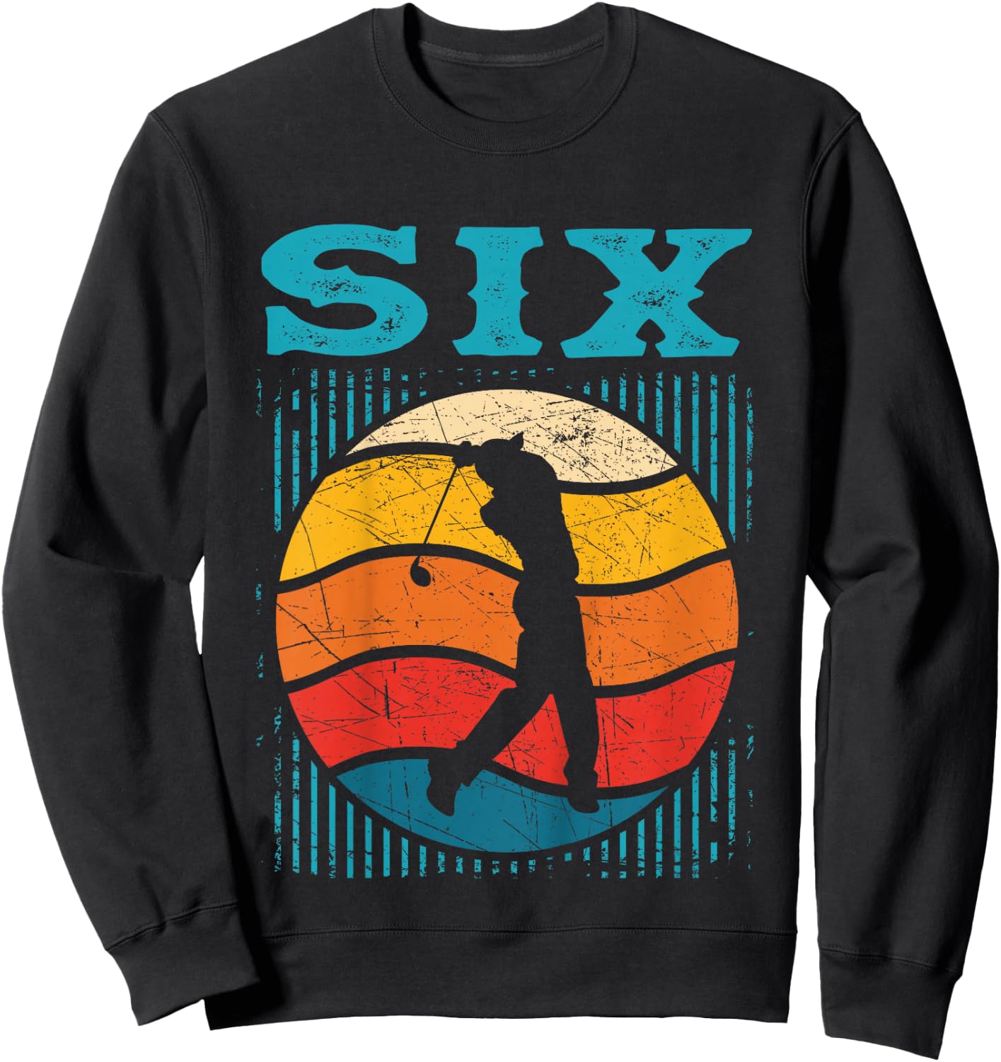 Kids 6th Birthday Retro Golf 6 Years Old Boy Girl Sweatshirt - Sweatshirt | Black