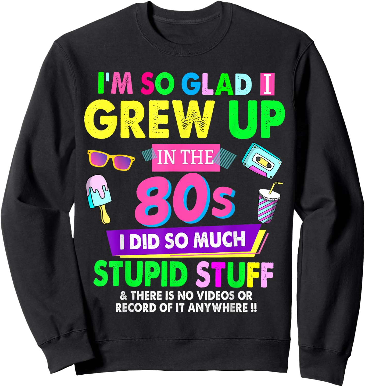 80s Design Rave Outfit & 80s Festival Costume Sweatshirt - Sweatshirt | Black