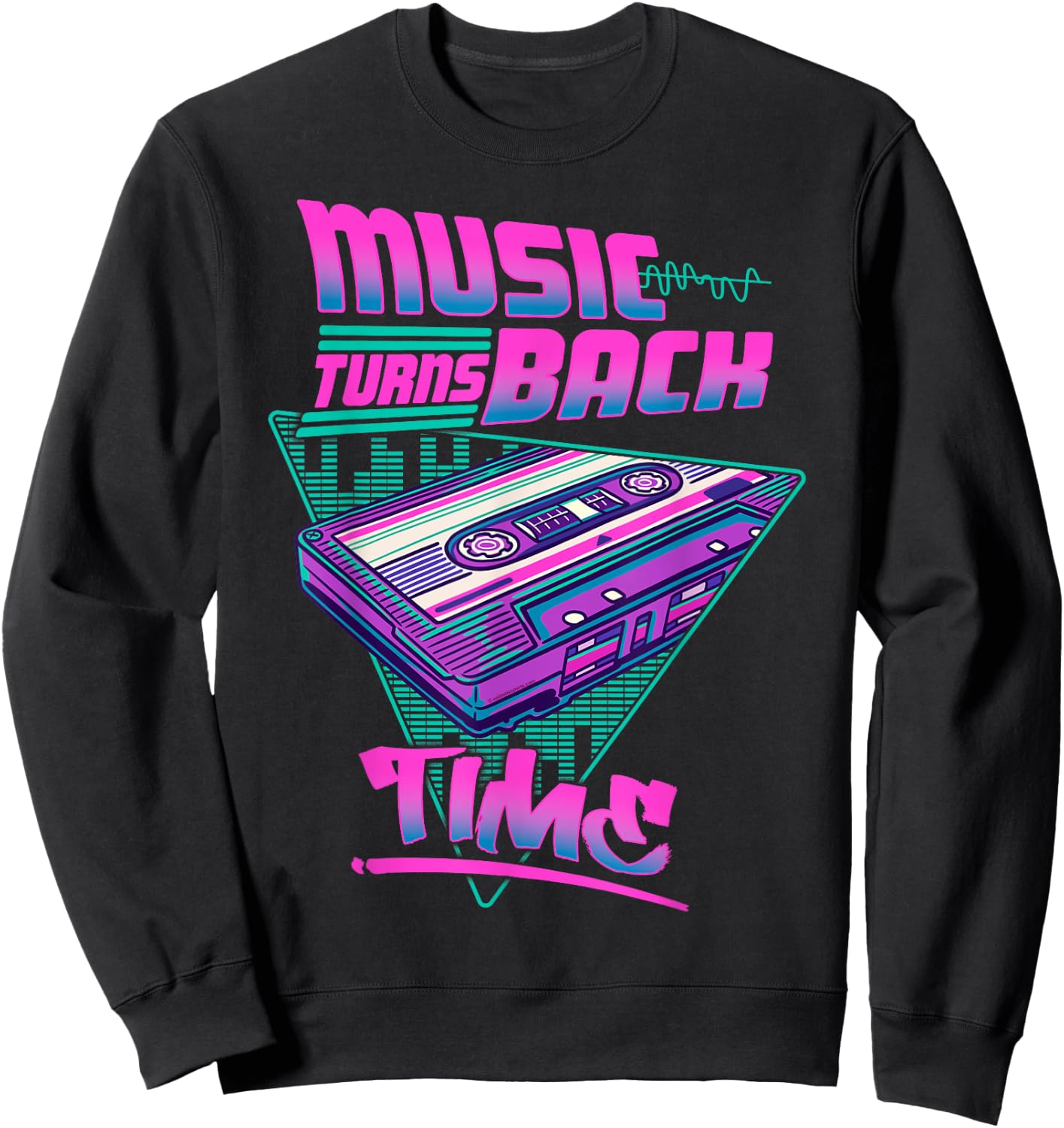 Cassette Tape with Music Wave Retro Synthwave Vaporwave Sweatshirt - Sweatshirt | Black