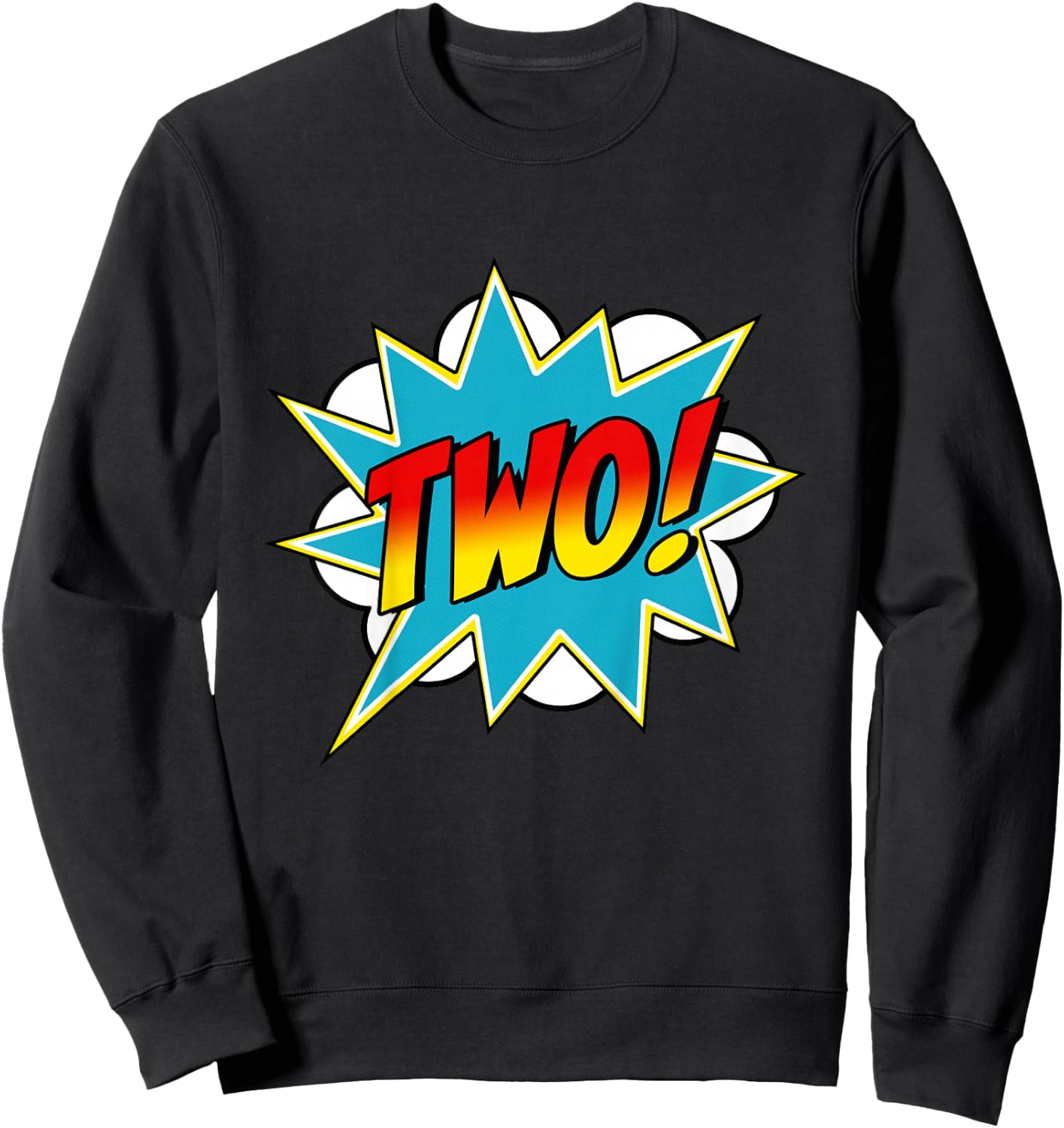Two! 2nd Birthday Superhero Boys 2 Years Old Comic Book Sweatshirt - Sweatshirt | Black