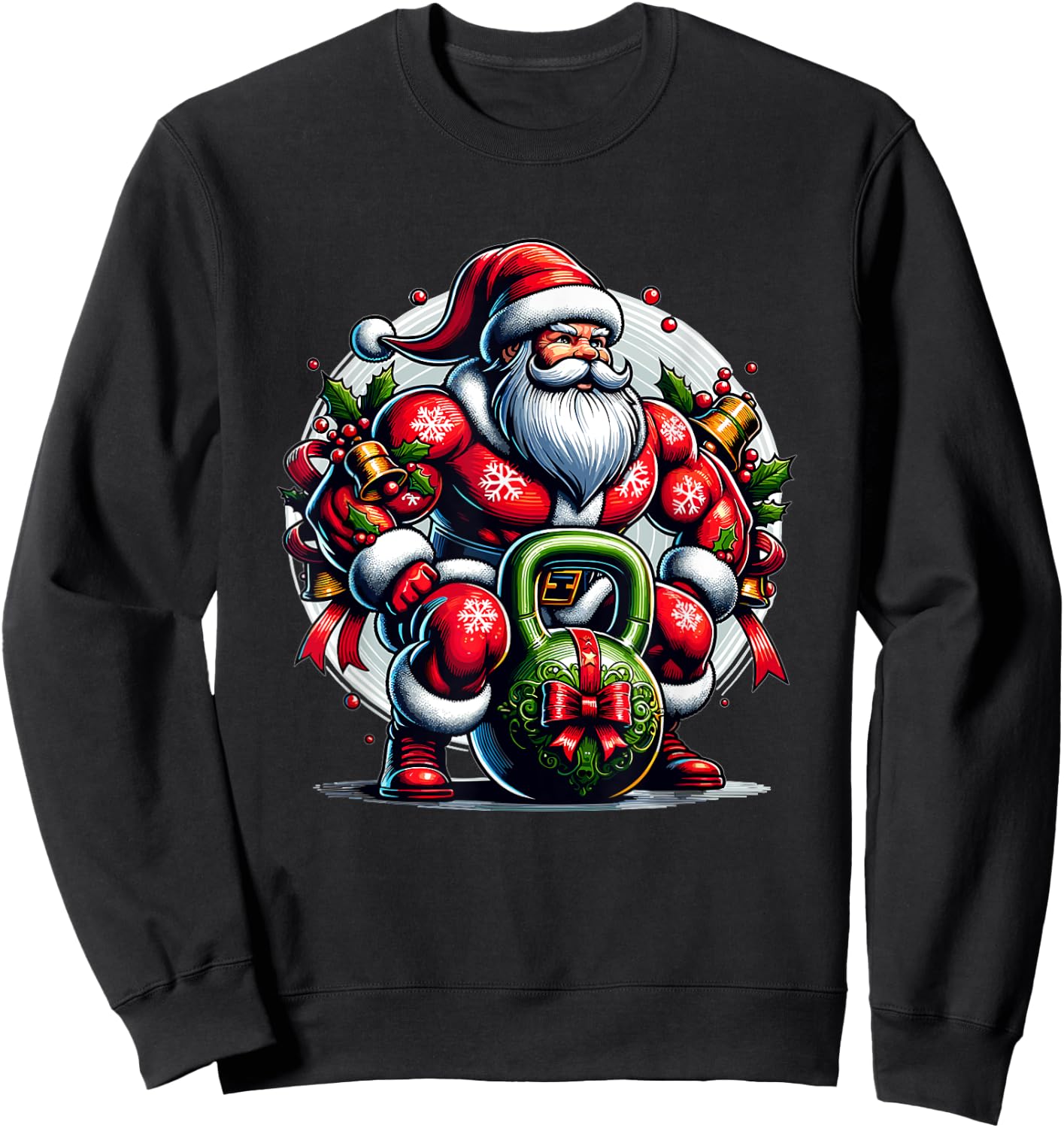 Buff Santa Kettlebell Christmas Sweatshirt - Sweatshirt | Black