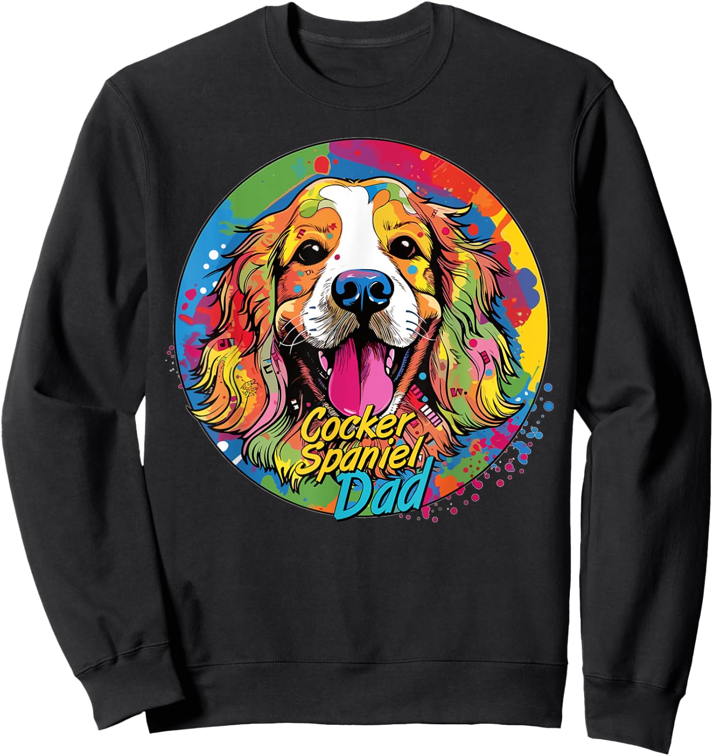 Graffiti Cocker Spaniel Dad Mural: Street Art Cocker Spaniel Sweatshirt - Sweatshirt | Black