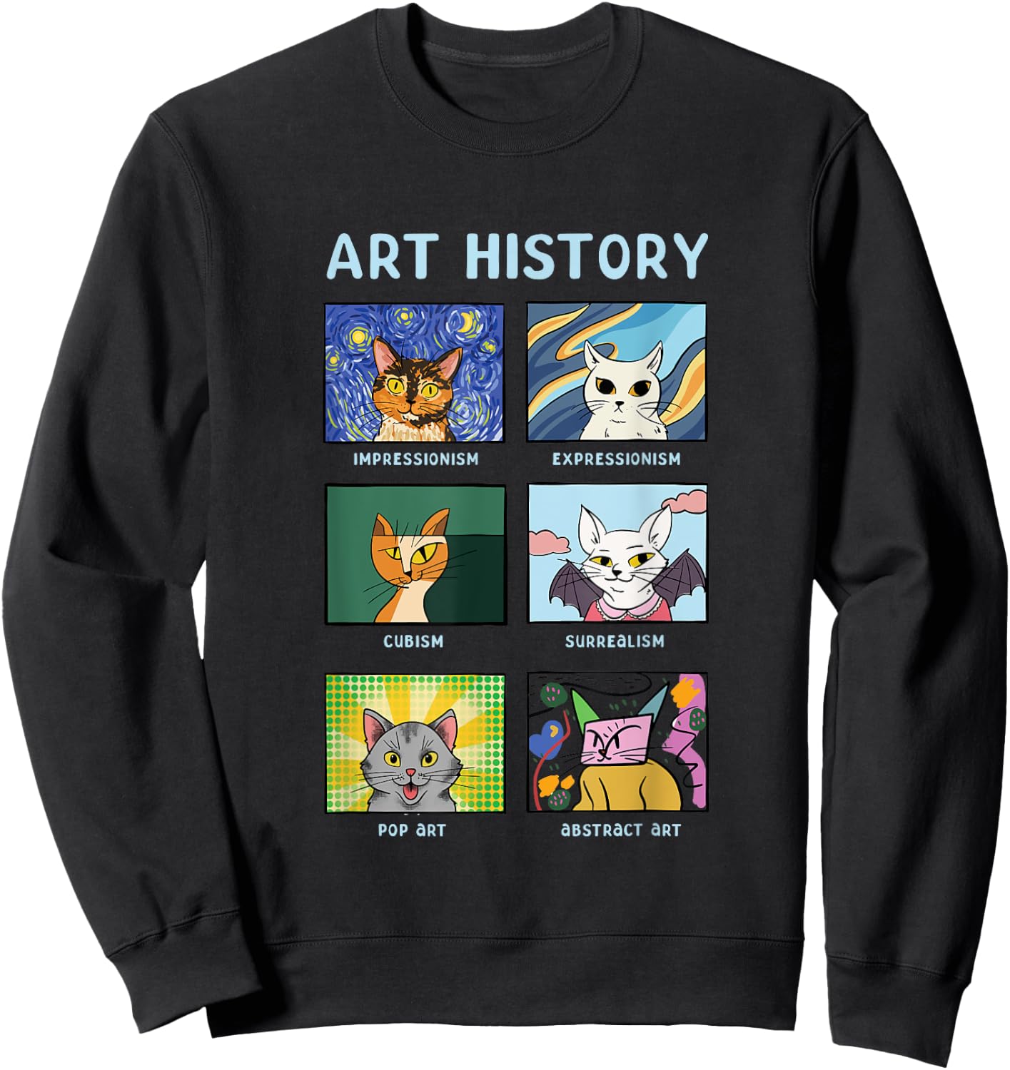 Art History Cats Fine Arts Cat for Art Collector Sweatshirt - Sweatshirt | Black