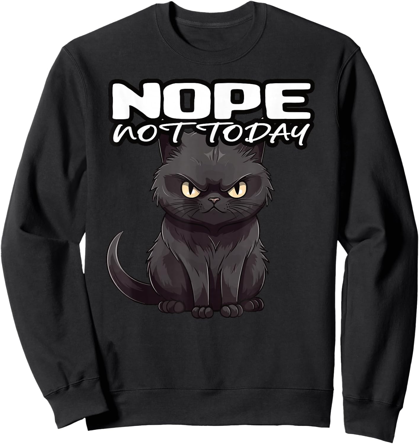 Retro Black Kitty I Retro Black Cat Nope Not Today Sweatshirt - Sweatshirt | Black