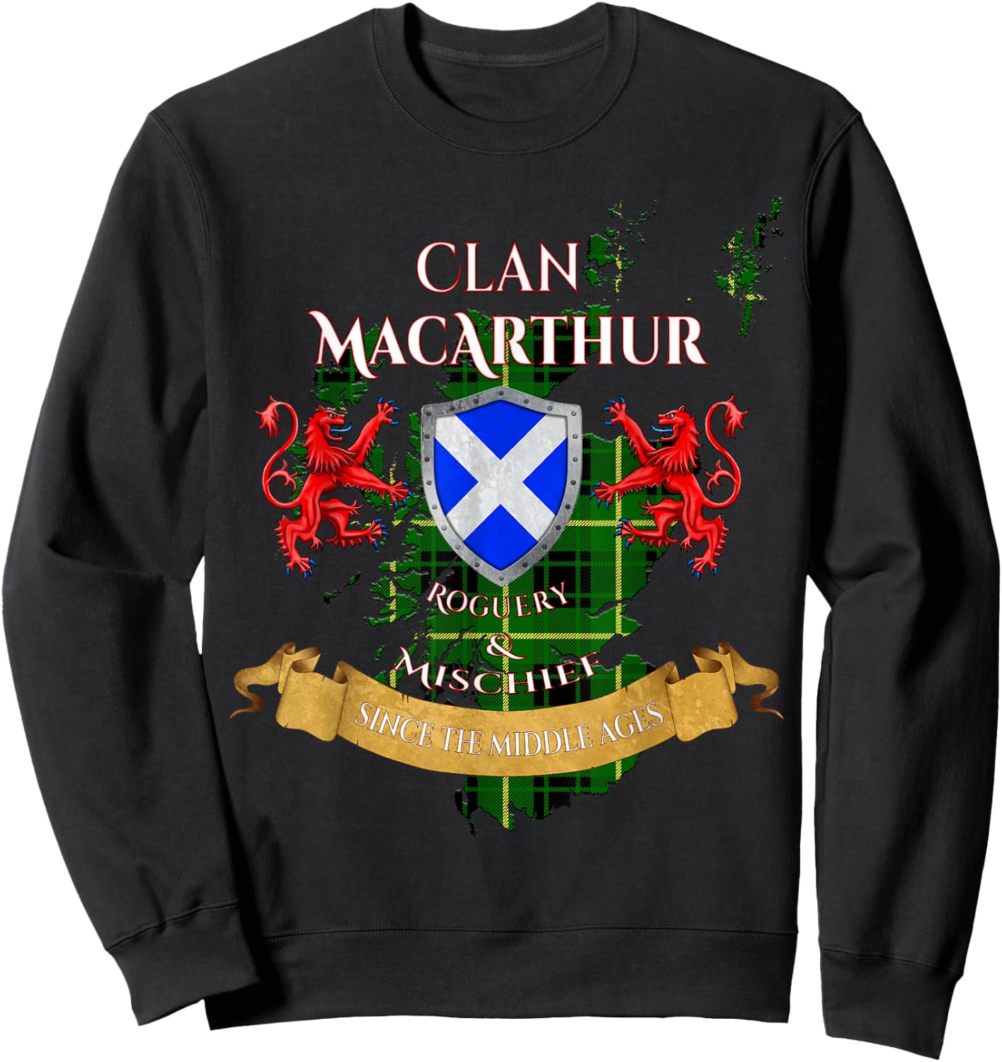 MacArthur Scottish Family Clan Middle Ages Mischief Sweatshirt - Sweatshirt | Black