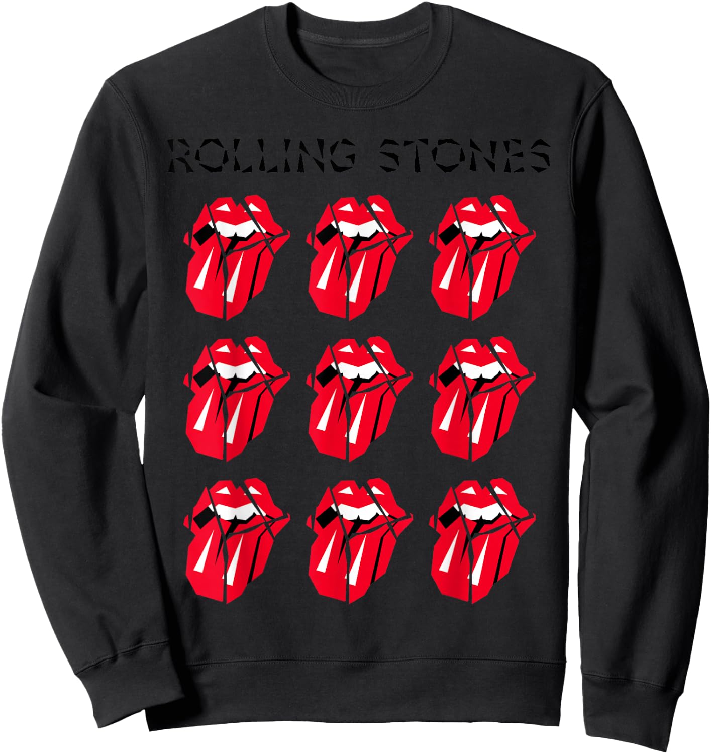 Official The Rolling Stones HD Multi Tongue Sweatshirt - Sweatshirt | Black