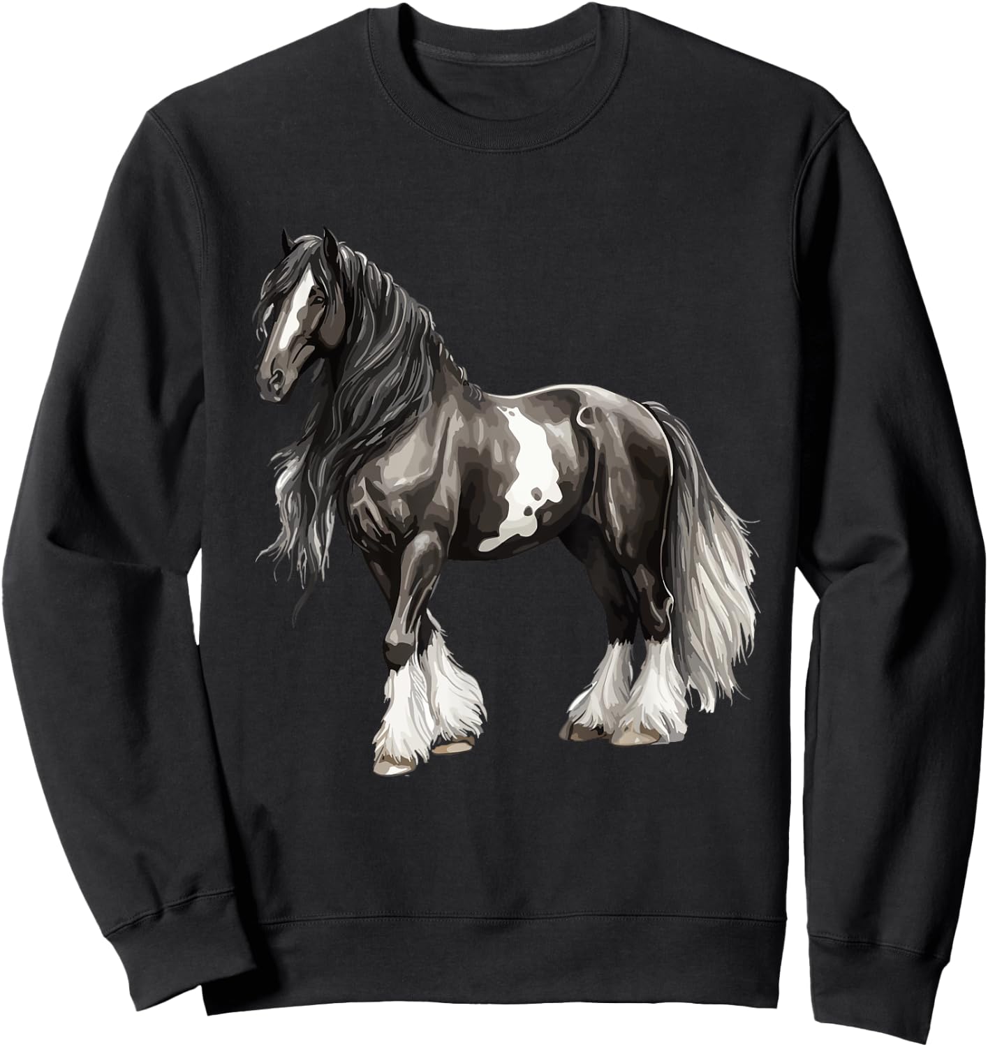 Black Gypsy Vanner Horse Lover Riding Equestrian Sweatshirt - Sweatshirt | Black