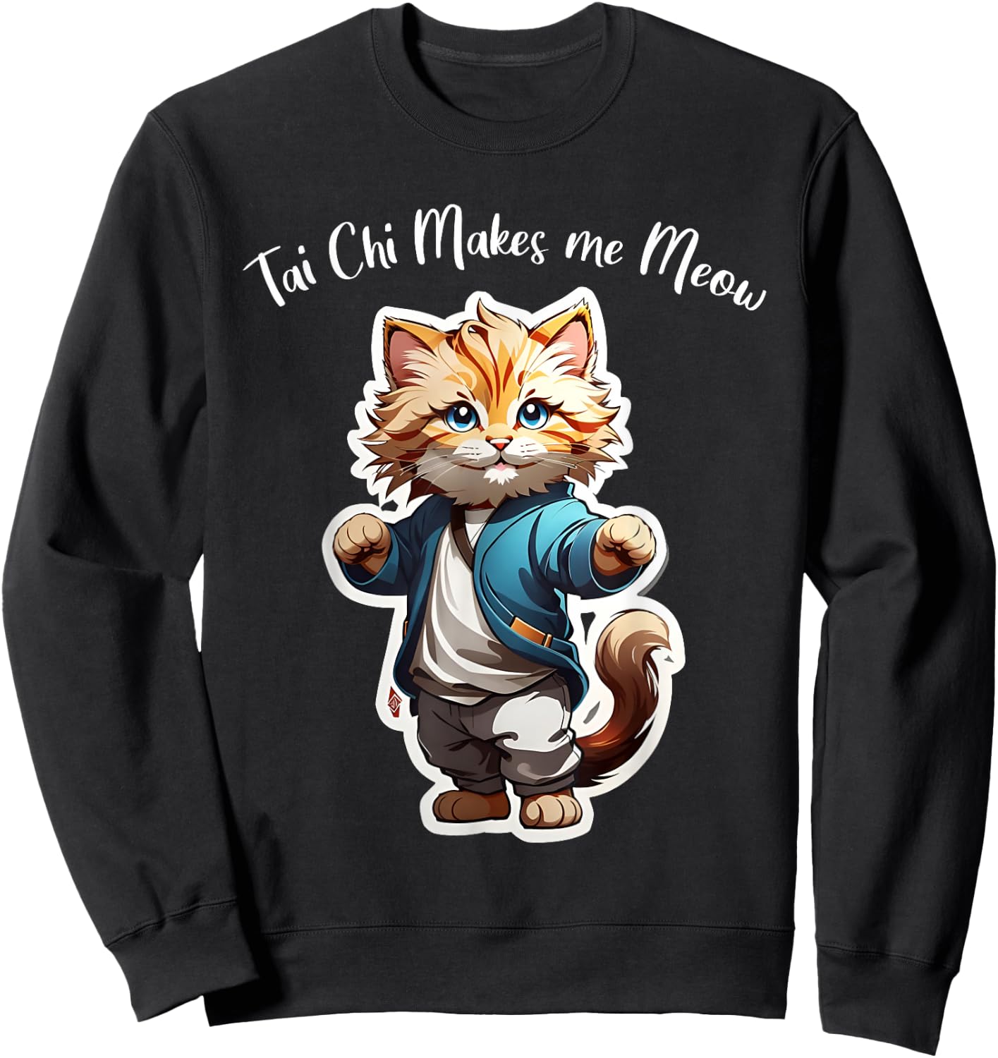 Cat Tai Chi makes me Meow, funny Kitten, Ying Yang Balance Sweatshirt - Sweatshirt | Black