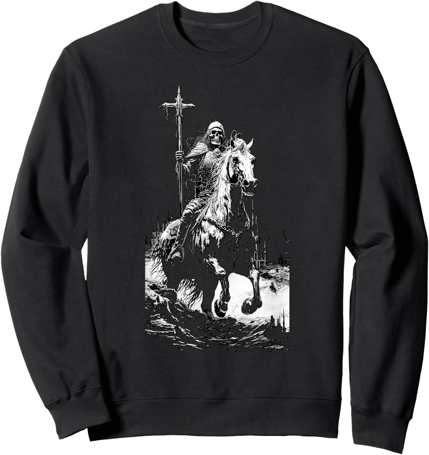 Death Rides A Pale Horse, Revelations, Skeleton Fantasy Sweatshirt - Sweatshirt | Black