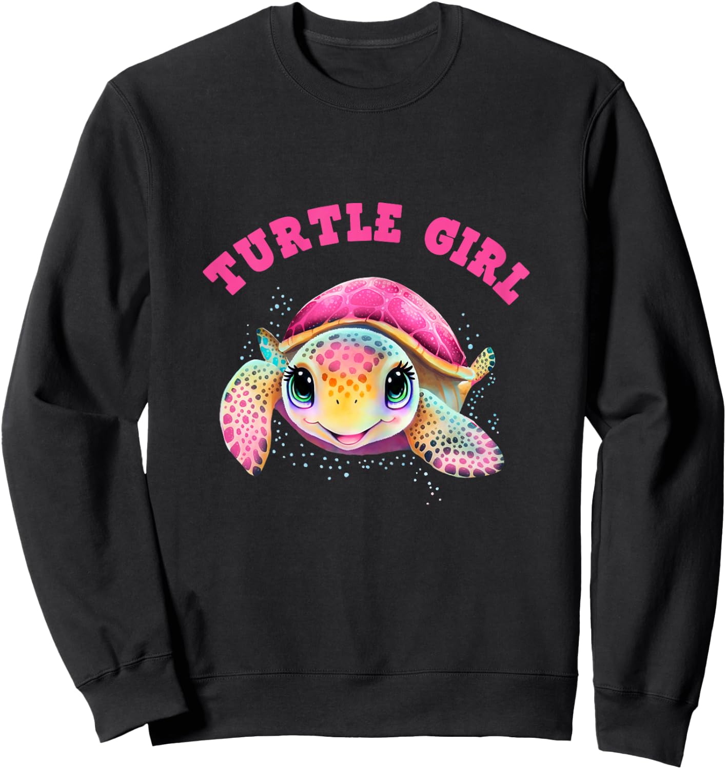 Turtle Girl, Earth Day Outfit for Girls, Girl's Turtle Sweatshirt - Sweatshirt | Black