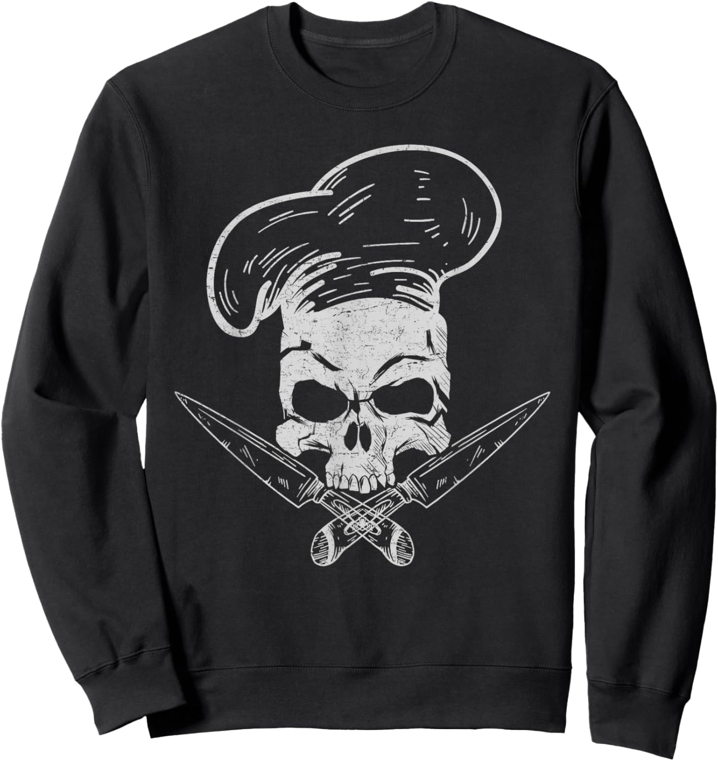 Chef Skull Head Chef Cooking Culinary Art Food Chef Sweatshirt - Sweatshirt | Black
