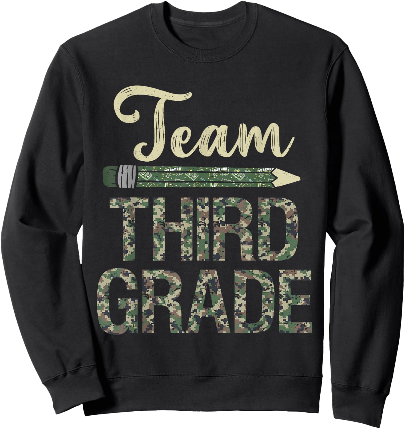 Team Third Grade Camo 3rd Grade Teacher Camouflage Men Women Kids Sweatshirt - Sweatshirt | Black