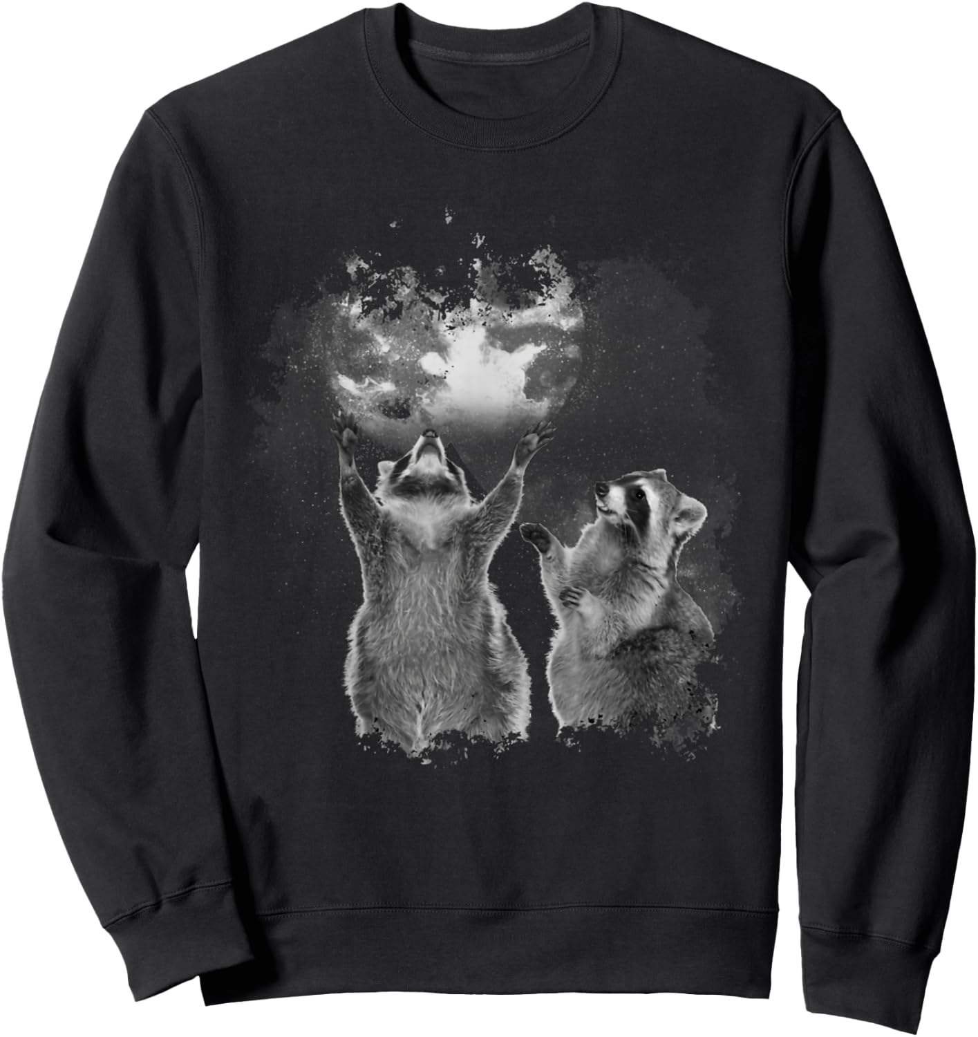 Raccoons Howling at the Moon Funny Raccoon Team Trash Sweatshirt - Sweatshirt | Black