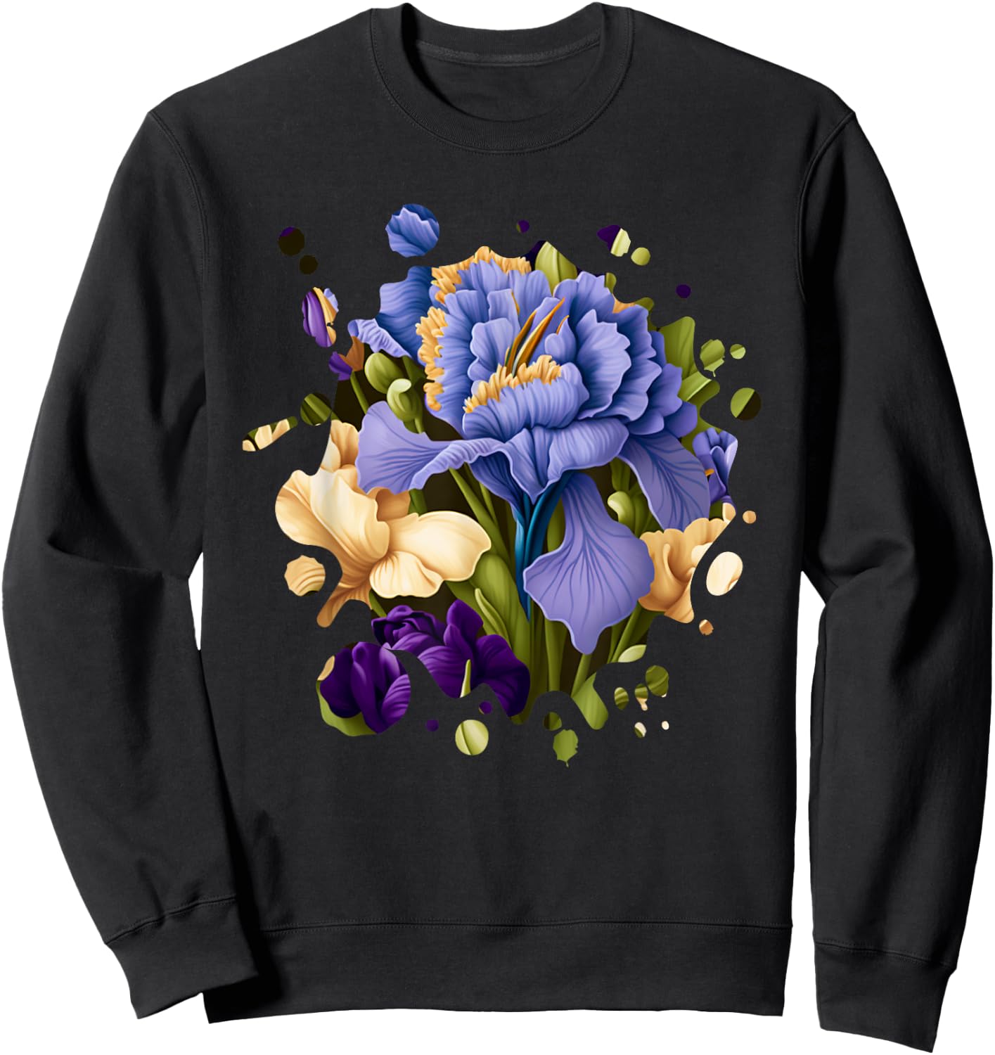 Vintage Iris Inspired Flower Plant Lover Funny gardening Sweatshirt - Sweatshirt | Black
